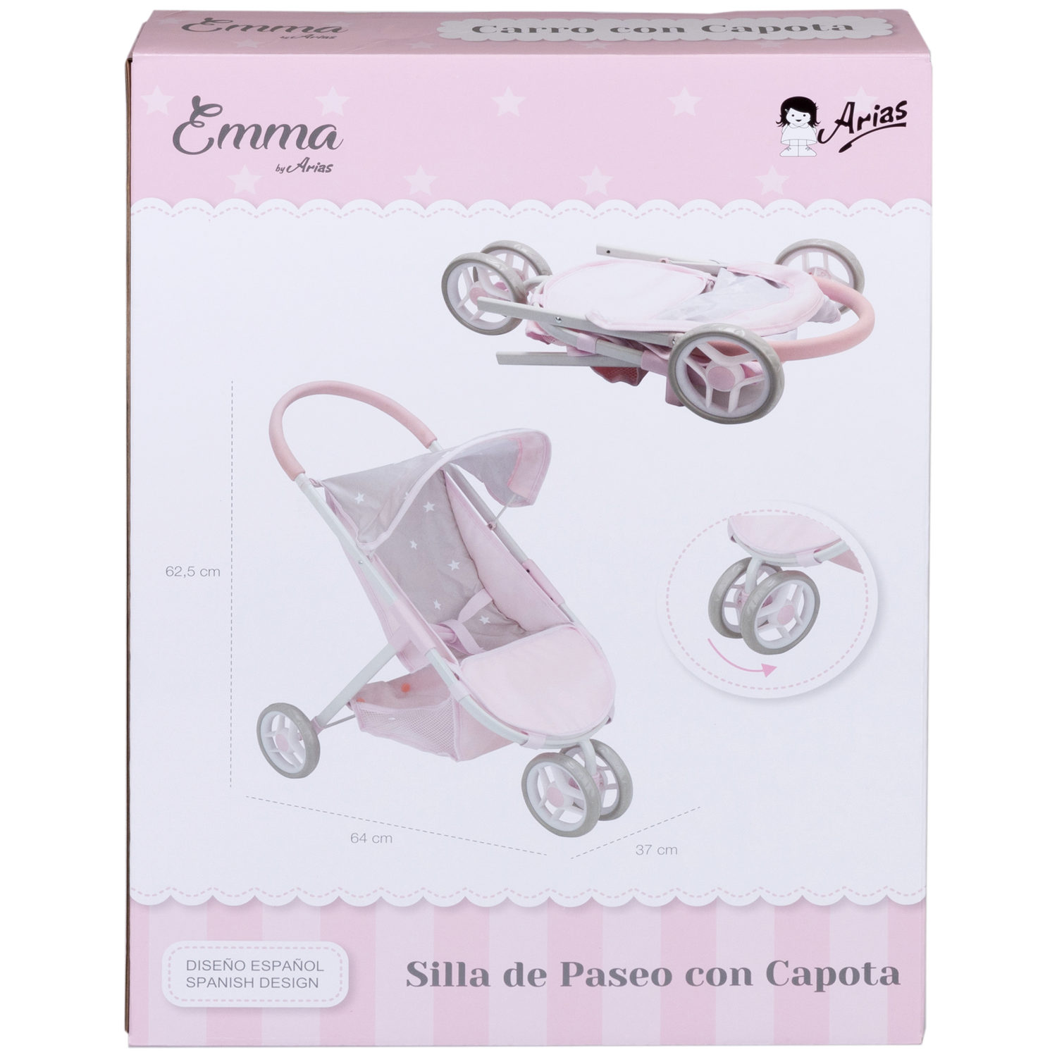 Коляска для кукол Arias  детская, прогулочная, складная