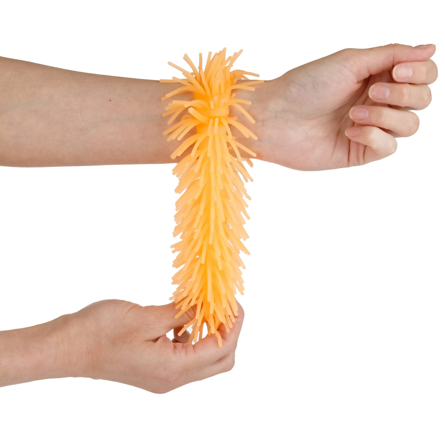 1TOY эластичный браслет-антистресс ЛАПША, однотонный, светится в темноте, оранжевый