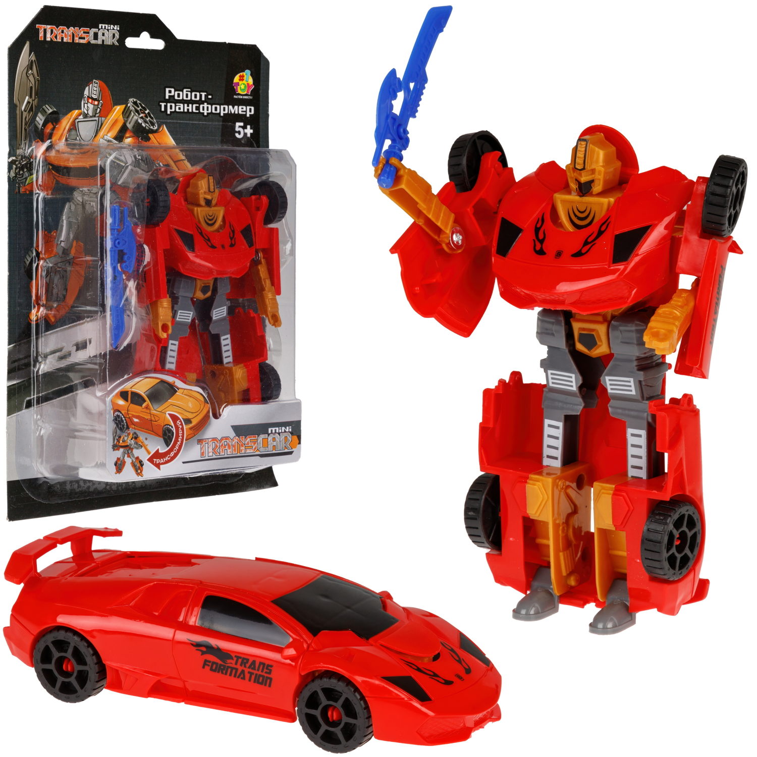 1toy Transcar mini робот-трансформер, 8 см, блистер, в асс. 6 видов