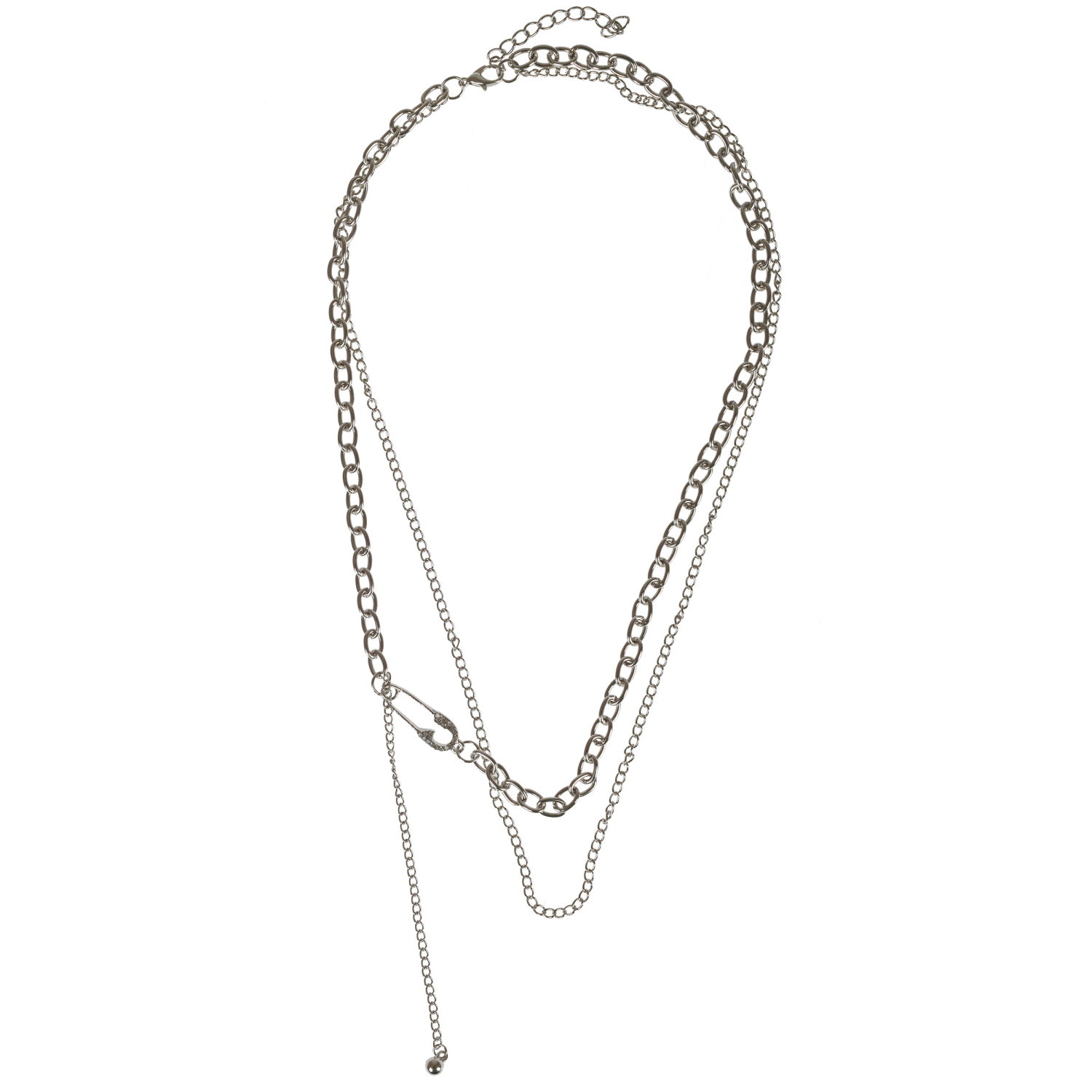 Цепь двойная Lukky Fashion "Булавка", серебряного цвета