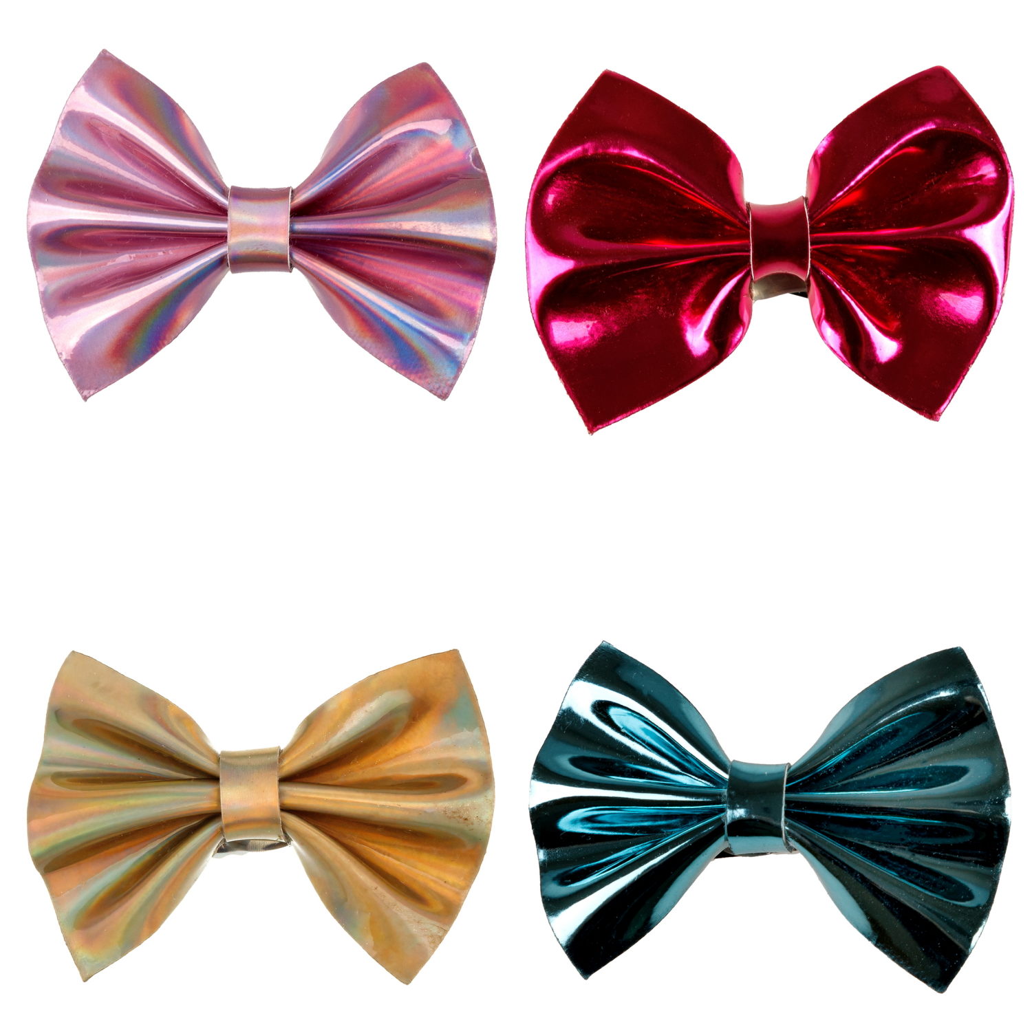 Заколки для волос Lukky Fashion Бантики Голография, детские, для девочки, зажимы, 4 цвета в ассортименте, набор 2 шт.