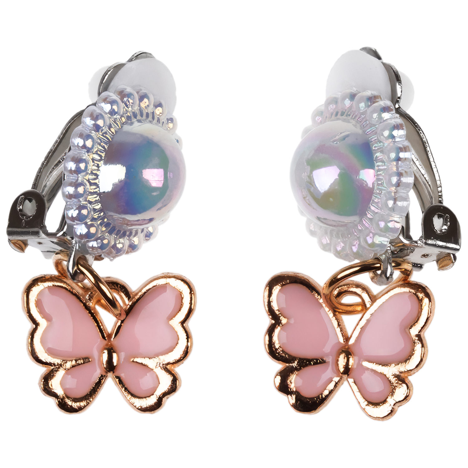 Набор украшений Lukky Fashion с жемчужинами и розовыми бабочками: бусы, браслет, клипсы для ушей