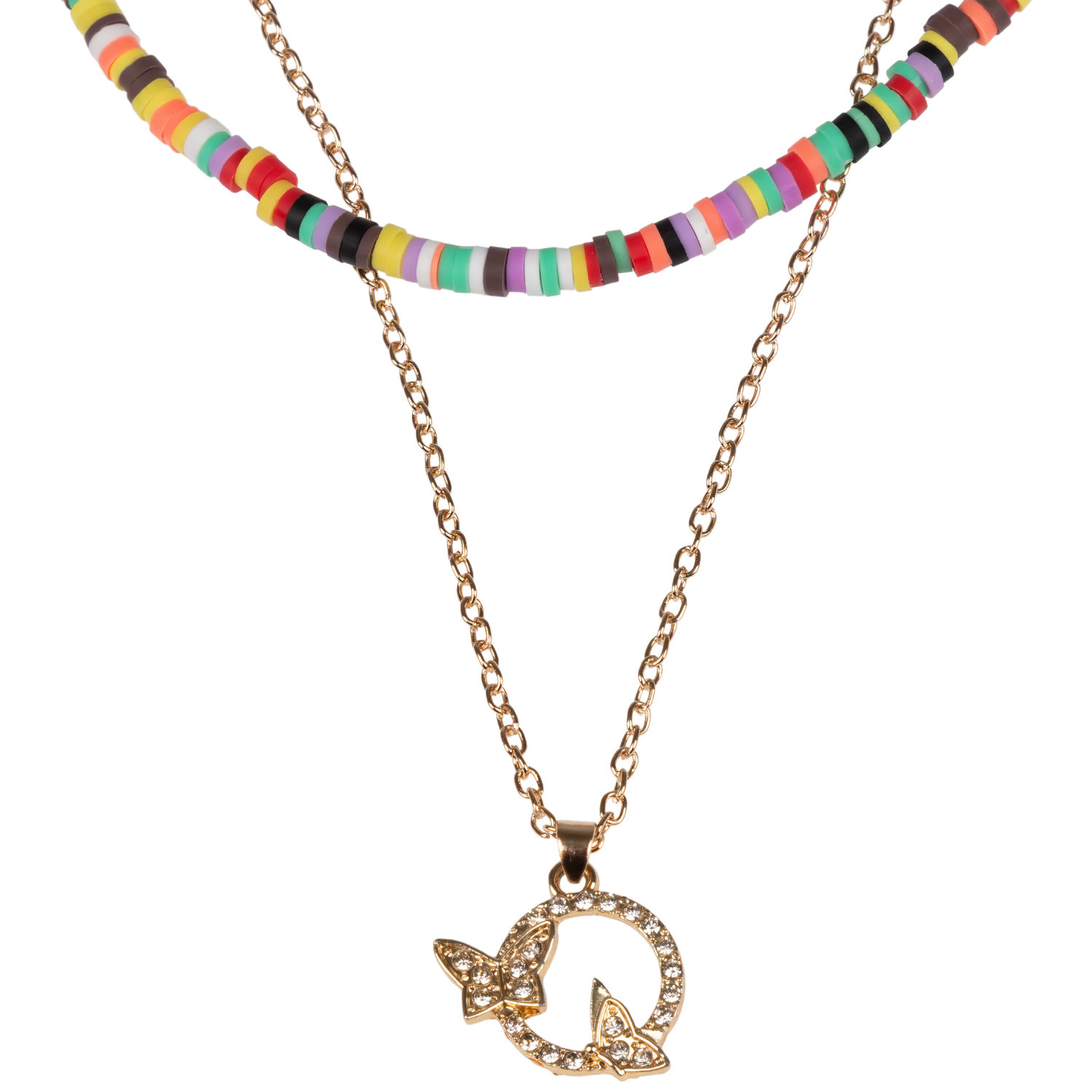 Двойная цепочка с цветными бусами Lukky Fashion