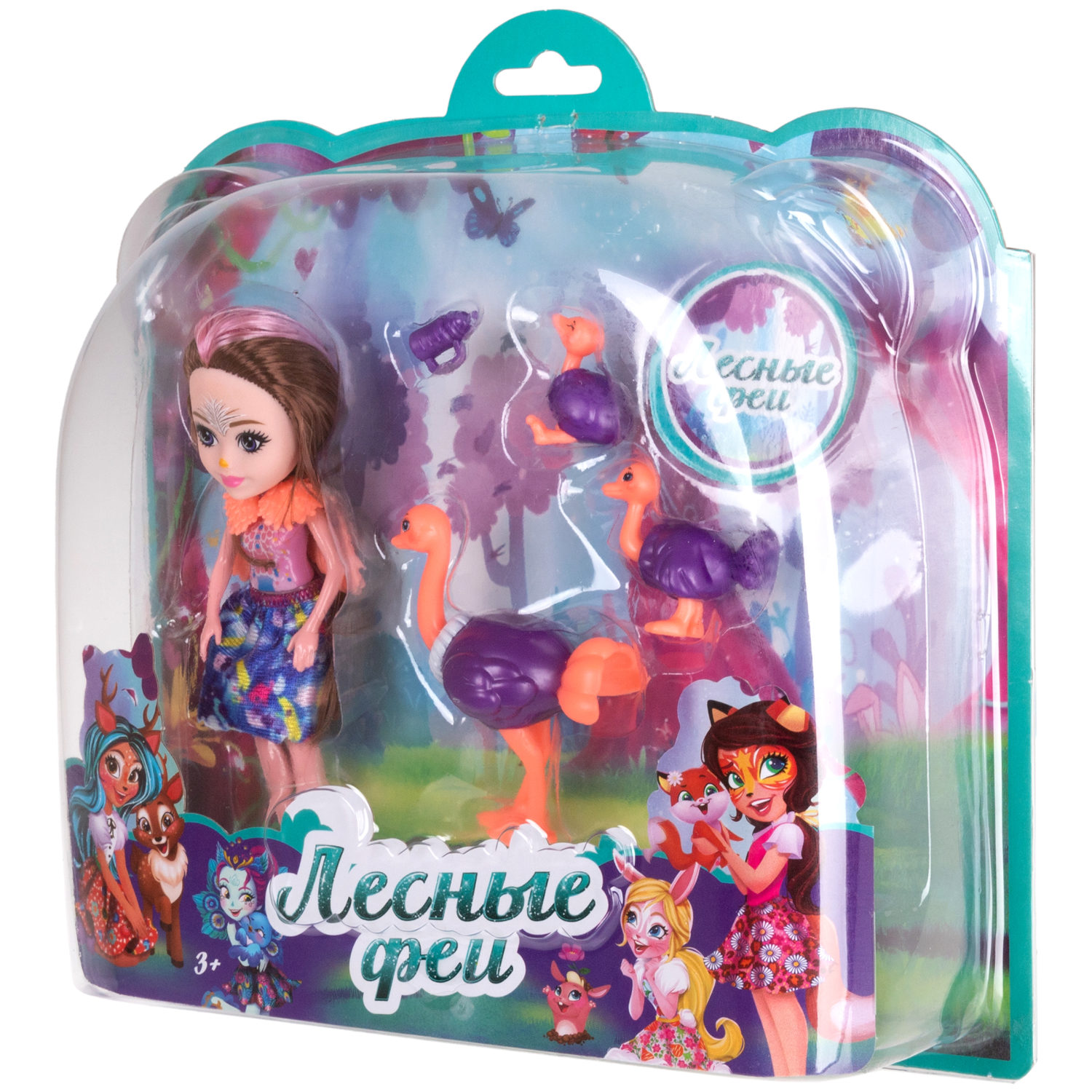 Кукла 1TOY «Лесные феи» в наборе с аксессуаром, питомцами - страусами, 16 см