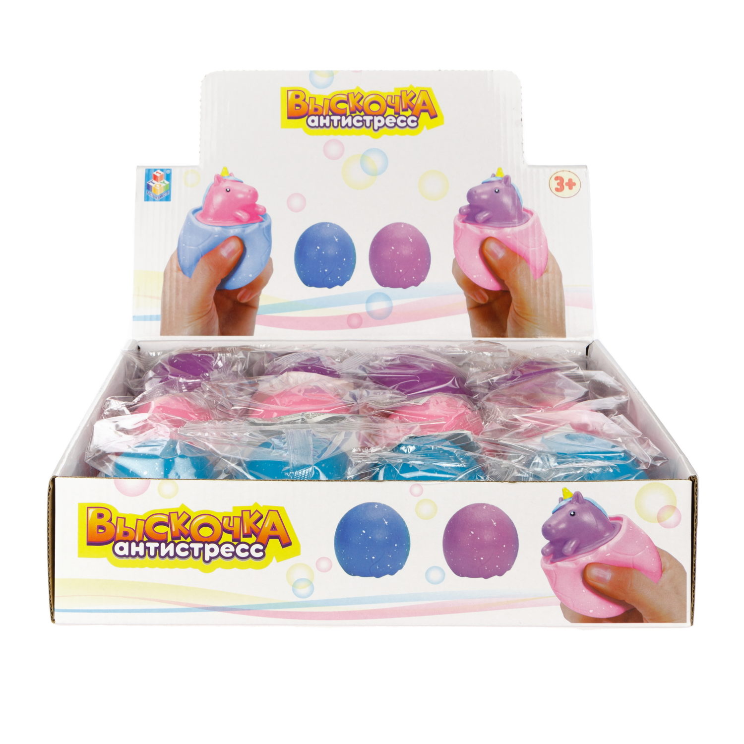 1Toy Жмяка "Выскочка. Единорог" 6,3х6,3х6,3 см, 12 шт. в д/б