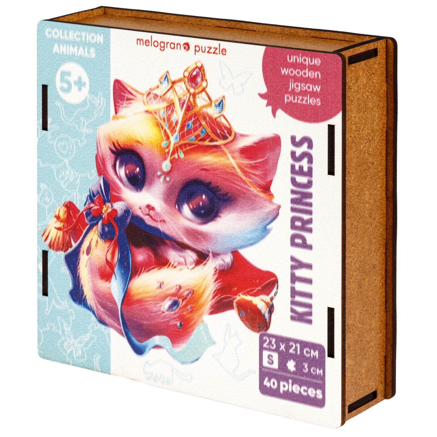 Деревянные пазлы Collection Animals Кошечка принцесса, 40 деталей