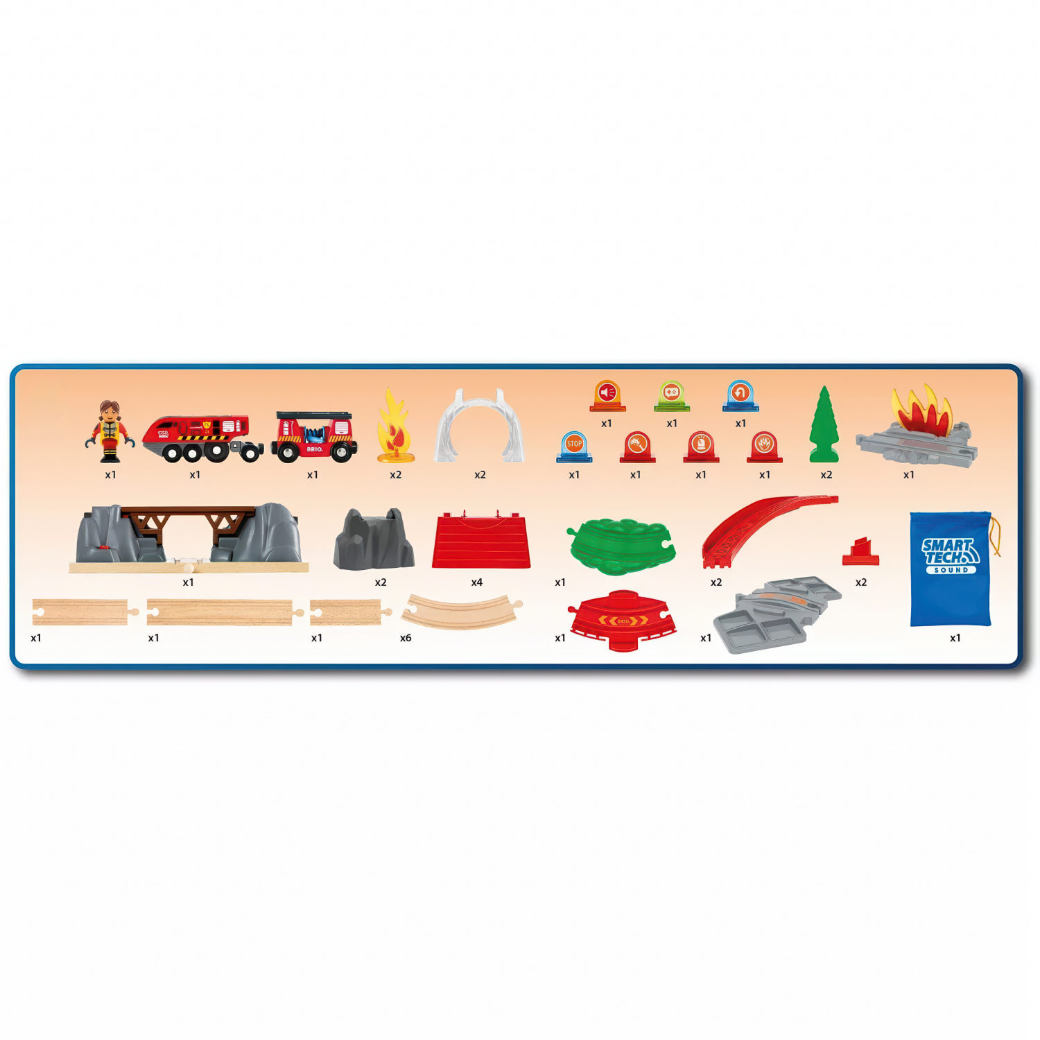 Деревянная железная дорога BRIO "Пожарный спасатель",звук, 41 деталь