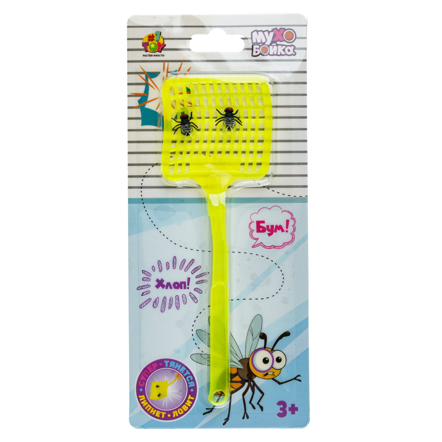 Игрушка-антистресс 1TOY Мухобойка, 19х6,5 см, 4 цвета в ассортименте