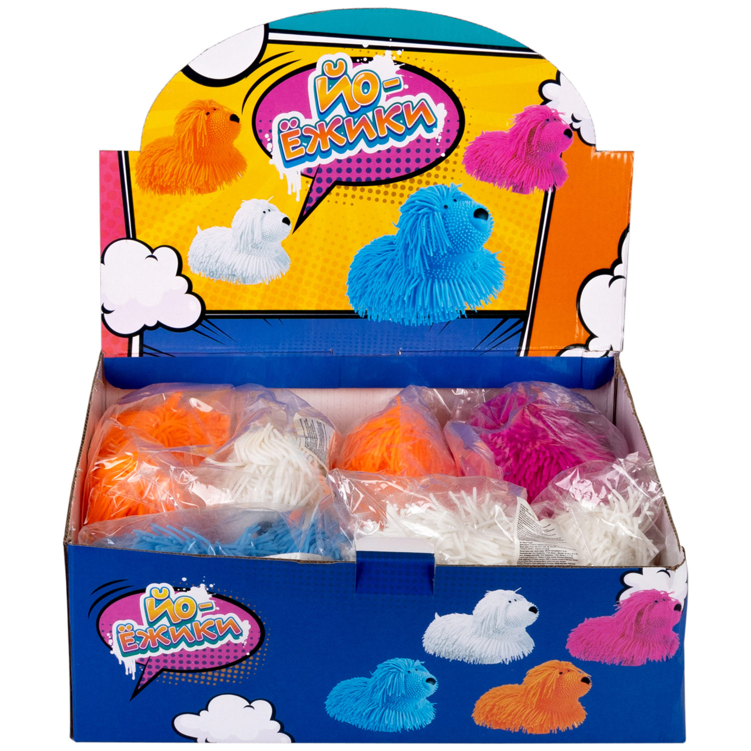 Игрушка-антистресс для рук 1toy Йо-Ёжики, "Собака" 20 см, 4 цвета в ассортименте