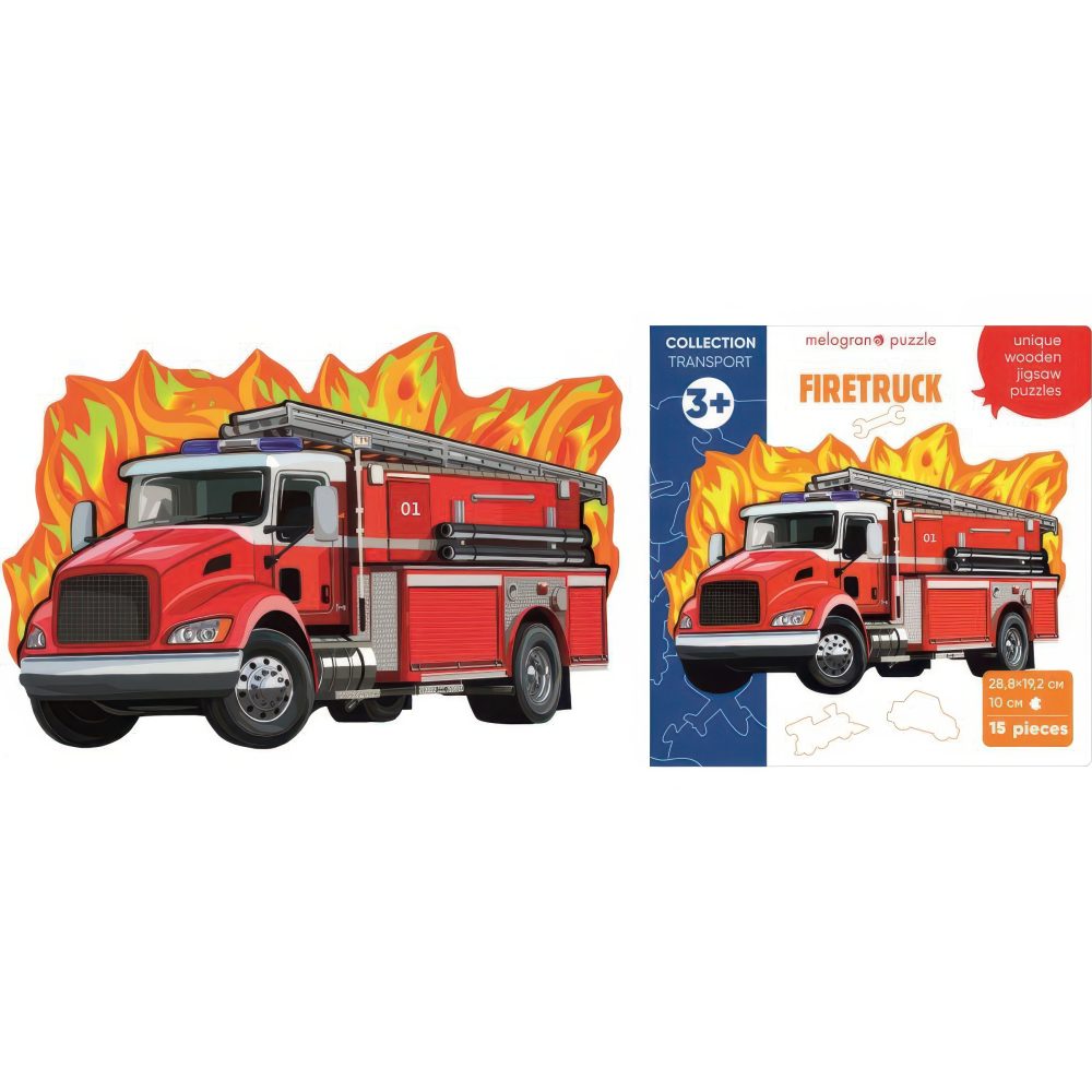 Деревянные пазлы Collection Transport Пожарная машина, 15 деталей