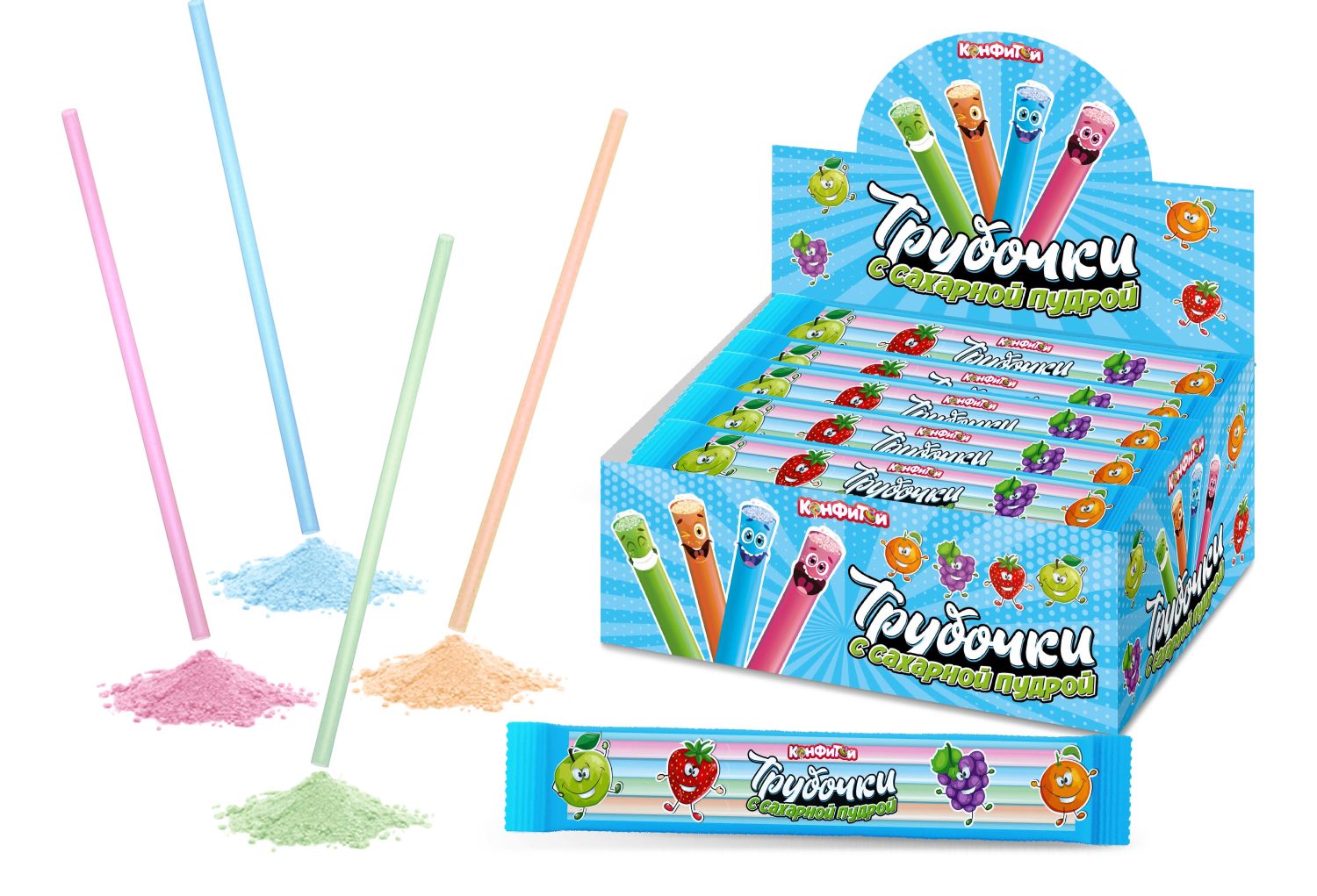 ТРУБОЧКИ с сахарной пудрой, блок 100 шт. (5г х 100 х 20)