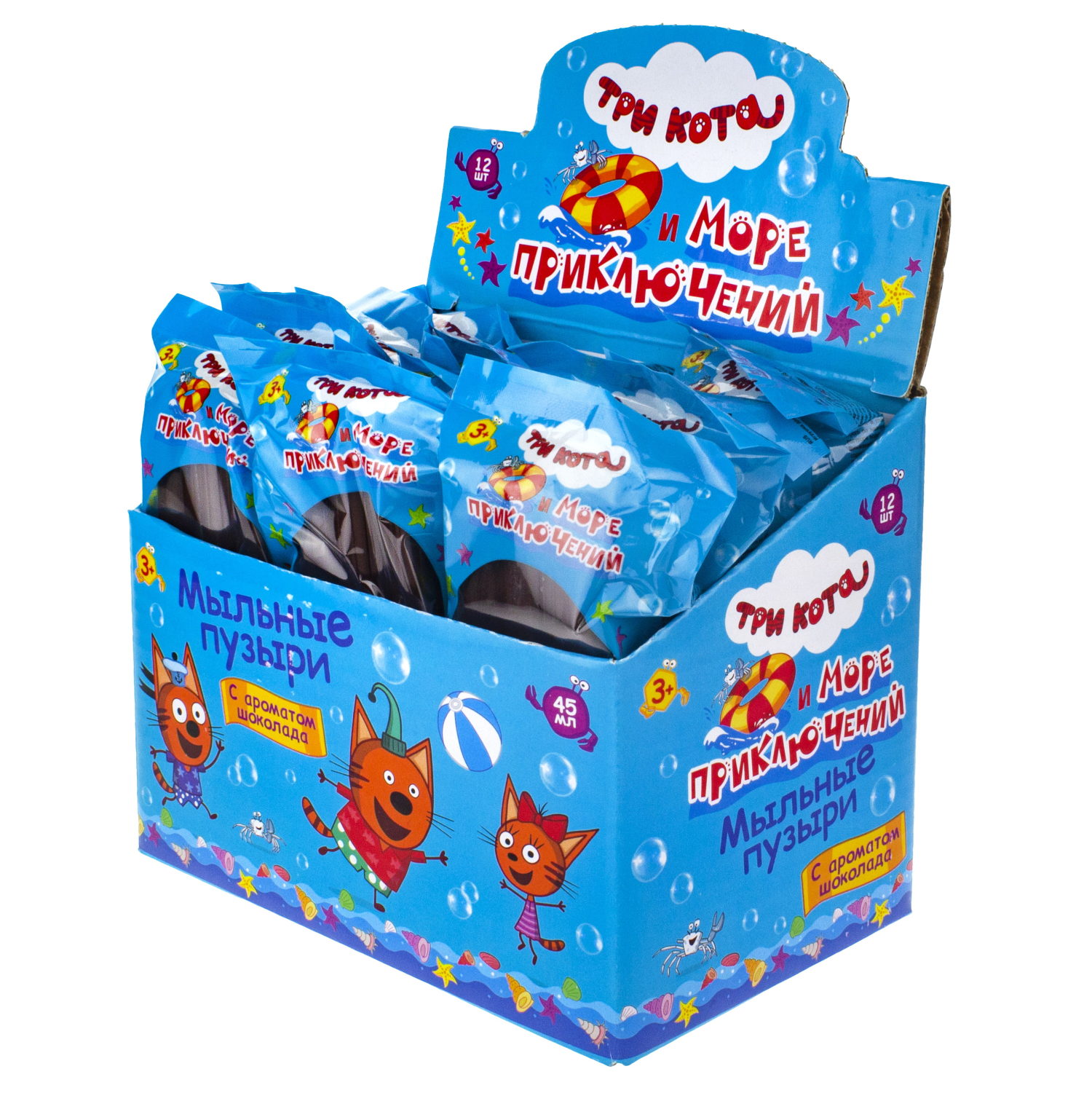 Мыльные пузыри ТРИ КОТА в виде эскимо, с ароматом шоколада (45мл.)