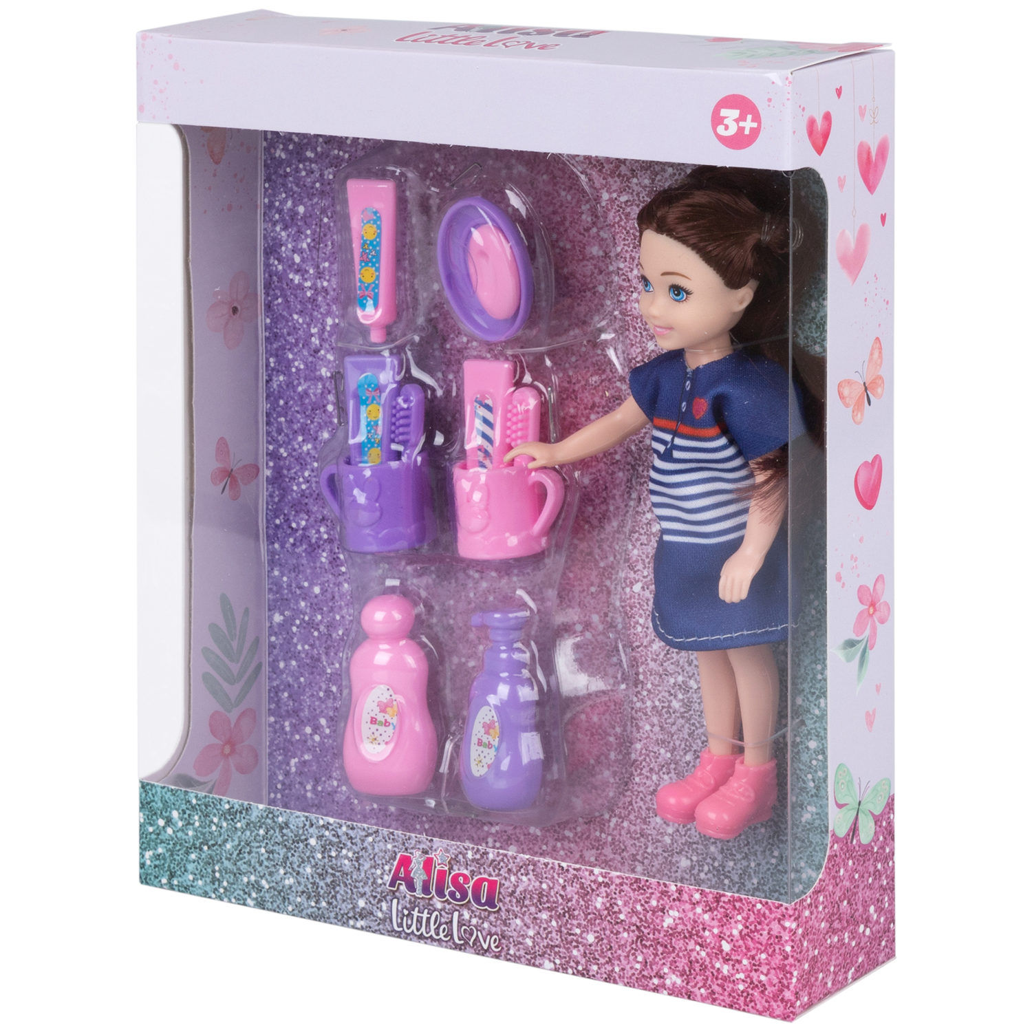 Кукла Alisa Little Love 15,2 см, брюнетка, с принадлежностями для умывания