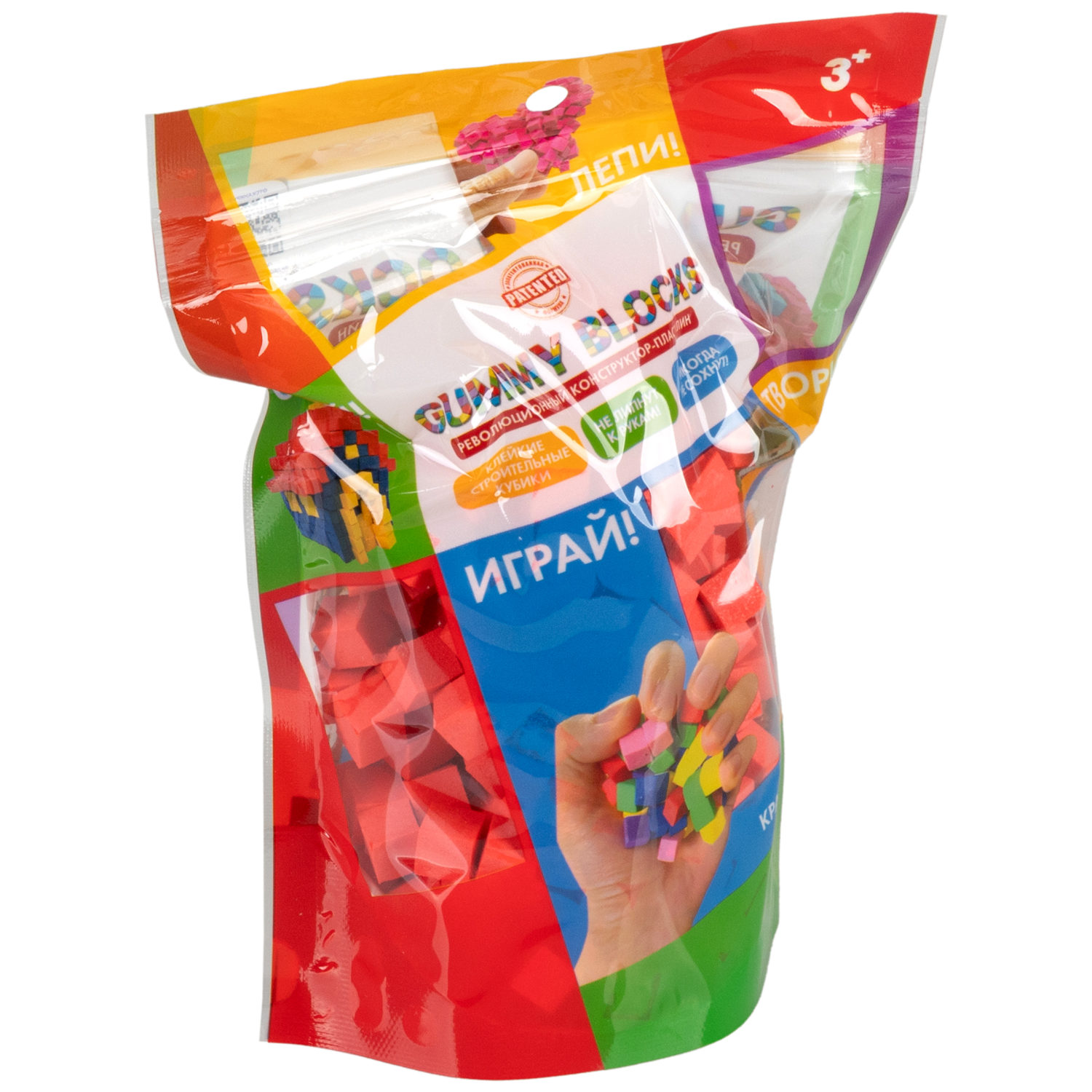 Конструктор-пластилин Gummy Blocks липучка, липкий, мягкий, красный