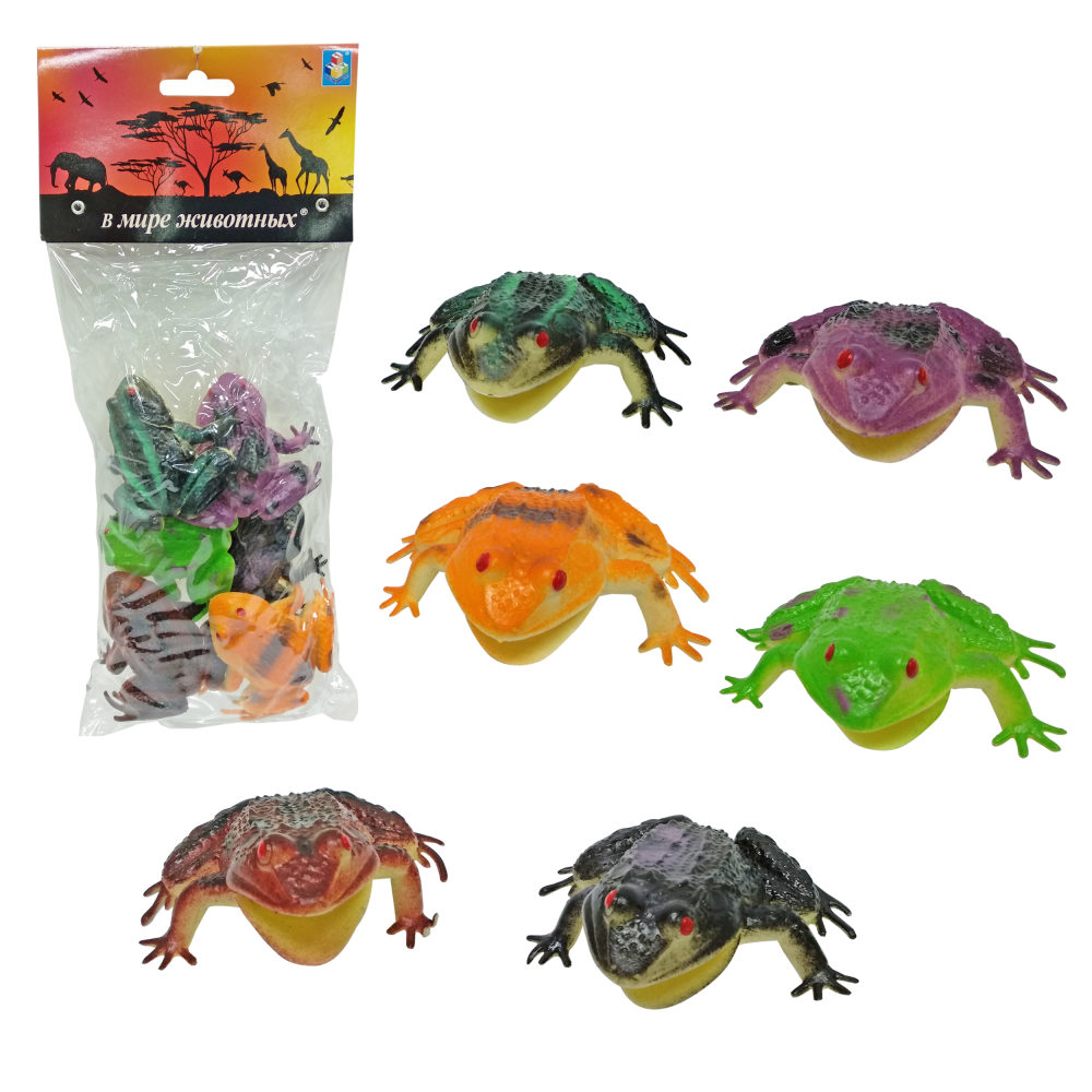 Фигурки животных 1TOY "В мире животных", лягушка игрушка, игровой набор, 6 шт., 8 см