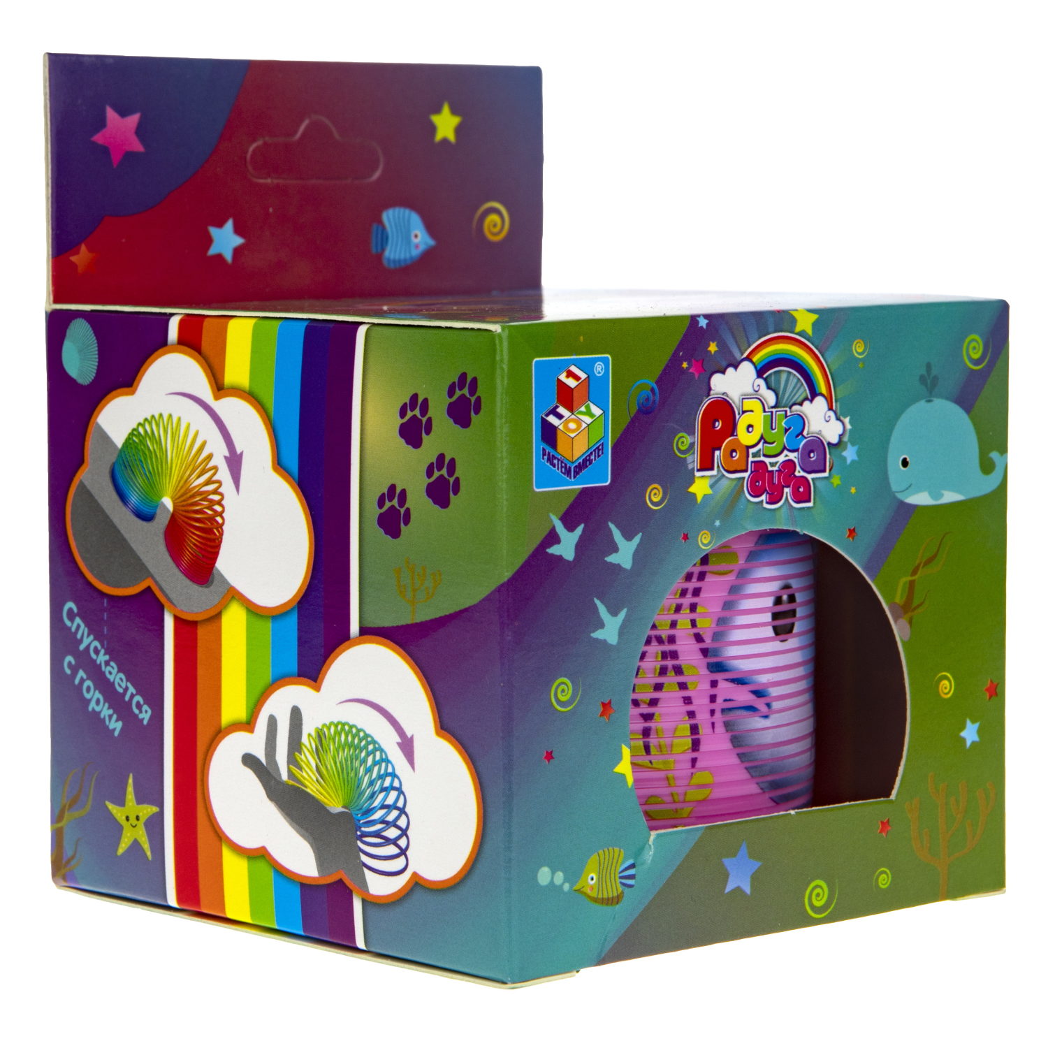 1TOY пружинка Радуга-Дуга морские обитатели, 4 вида в ассортименте