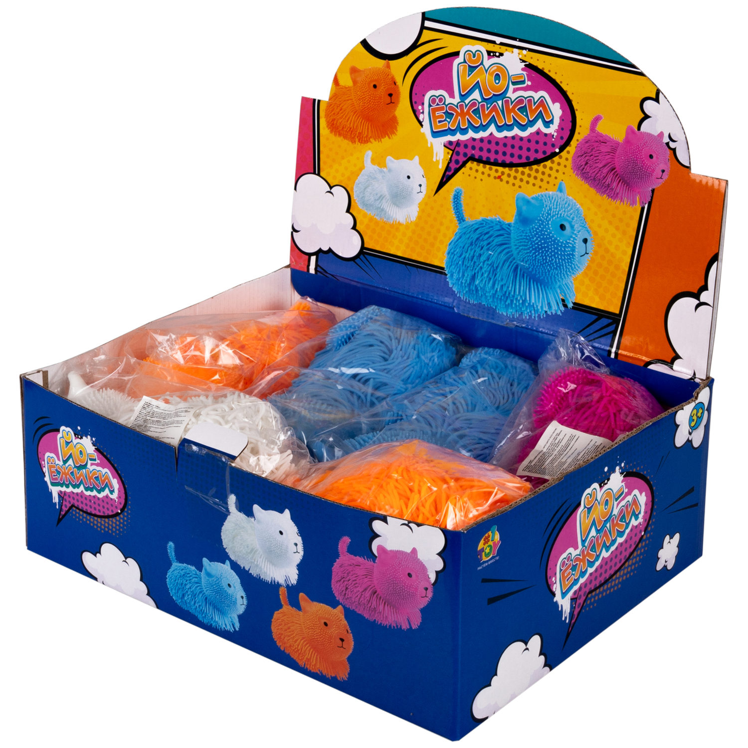 Игрушка-антистресс для рук 1toy Йо-Ёжики, "Кот" 20 см, 4 цвета в ассортименте