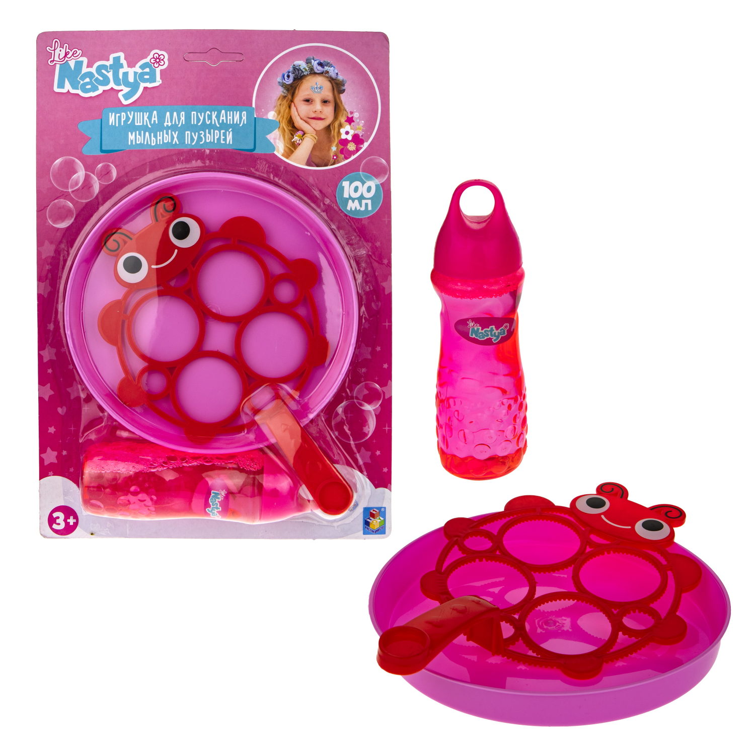Мыльные пузыри гигантские Like Nastya венчик в виде божьей коровки 100 мл