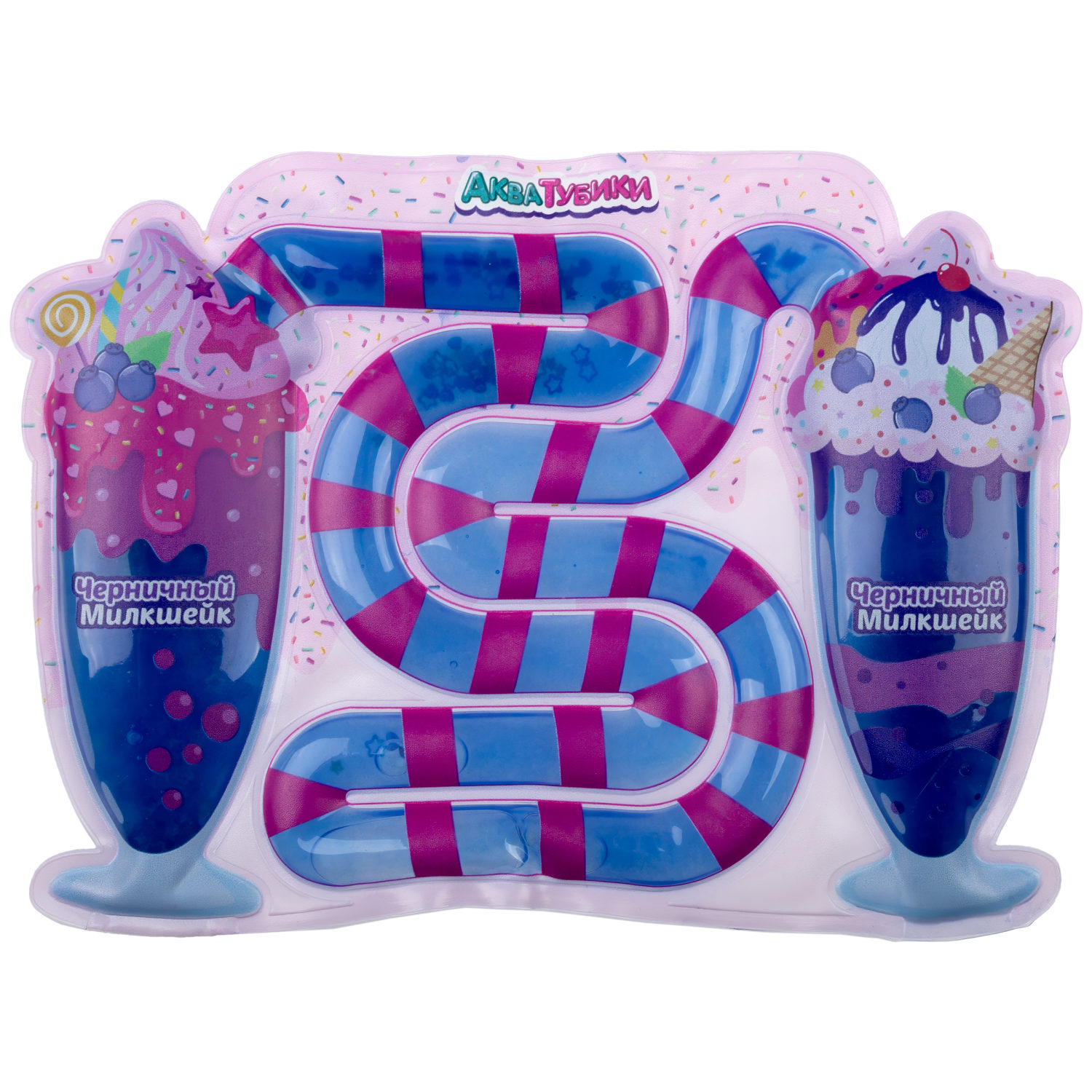 Акватубики 1TOY Кафешка: Молочный коктейль черничный, антистресс переливайка