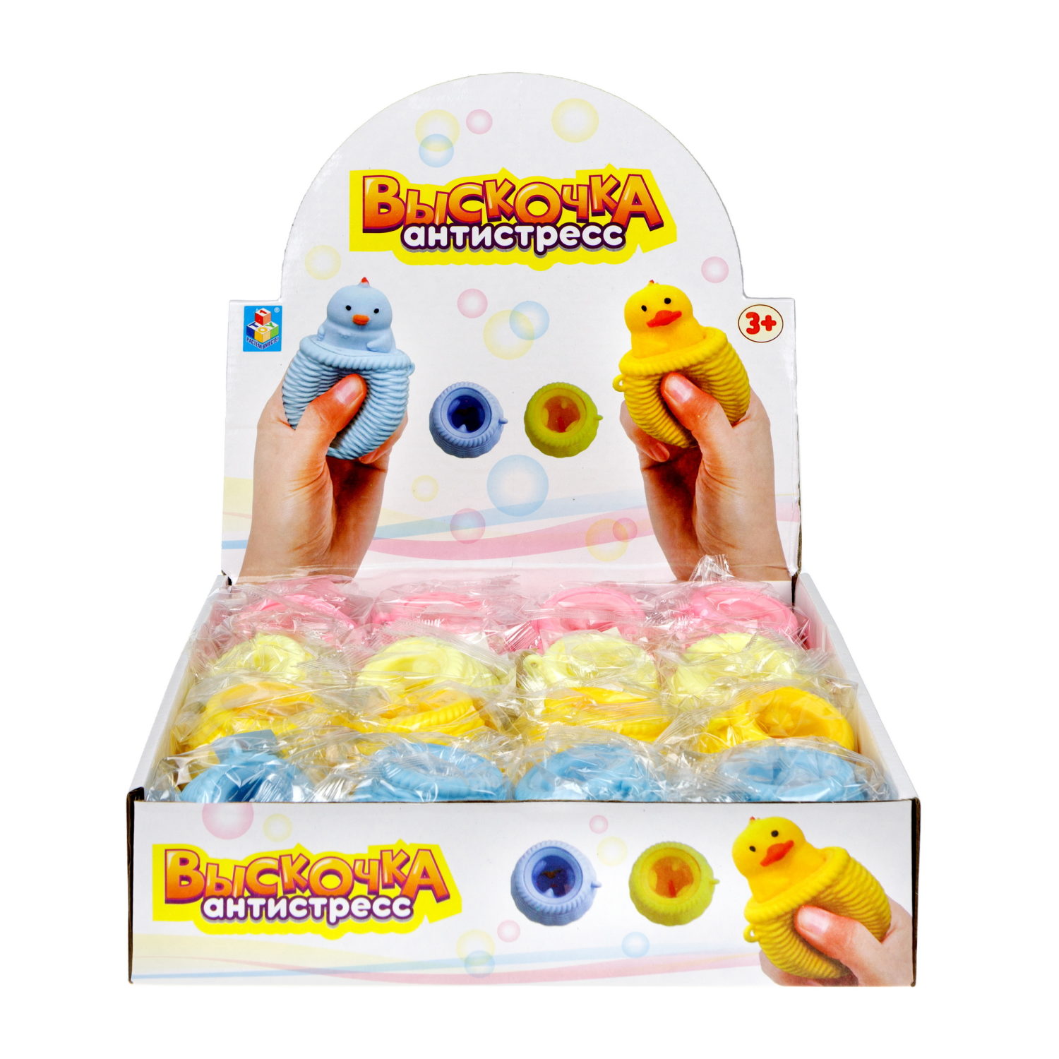 1Toy Жмяка "Выскочка. Птенец" 6х6 см, 16 шт. в д/б