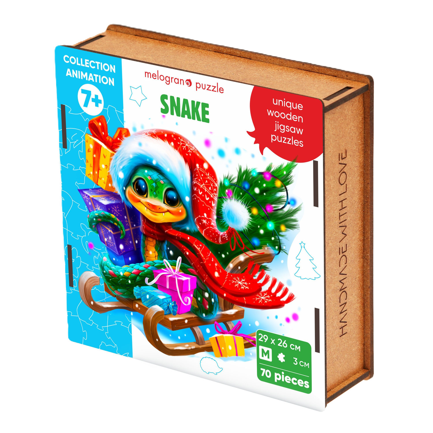 Деревянные пазлы Collection Animation Змея на санках, 70 деталей, 29х26 см, 7+