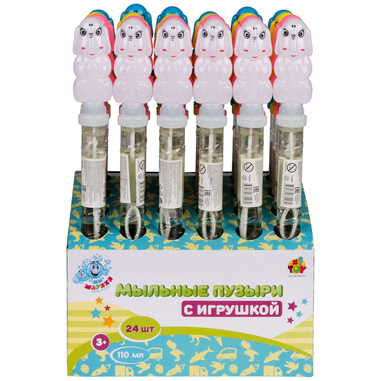 Мыльные пузыри 1TOY Мы-шарики! с игрушкой слоном, 110 мл