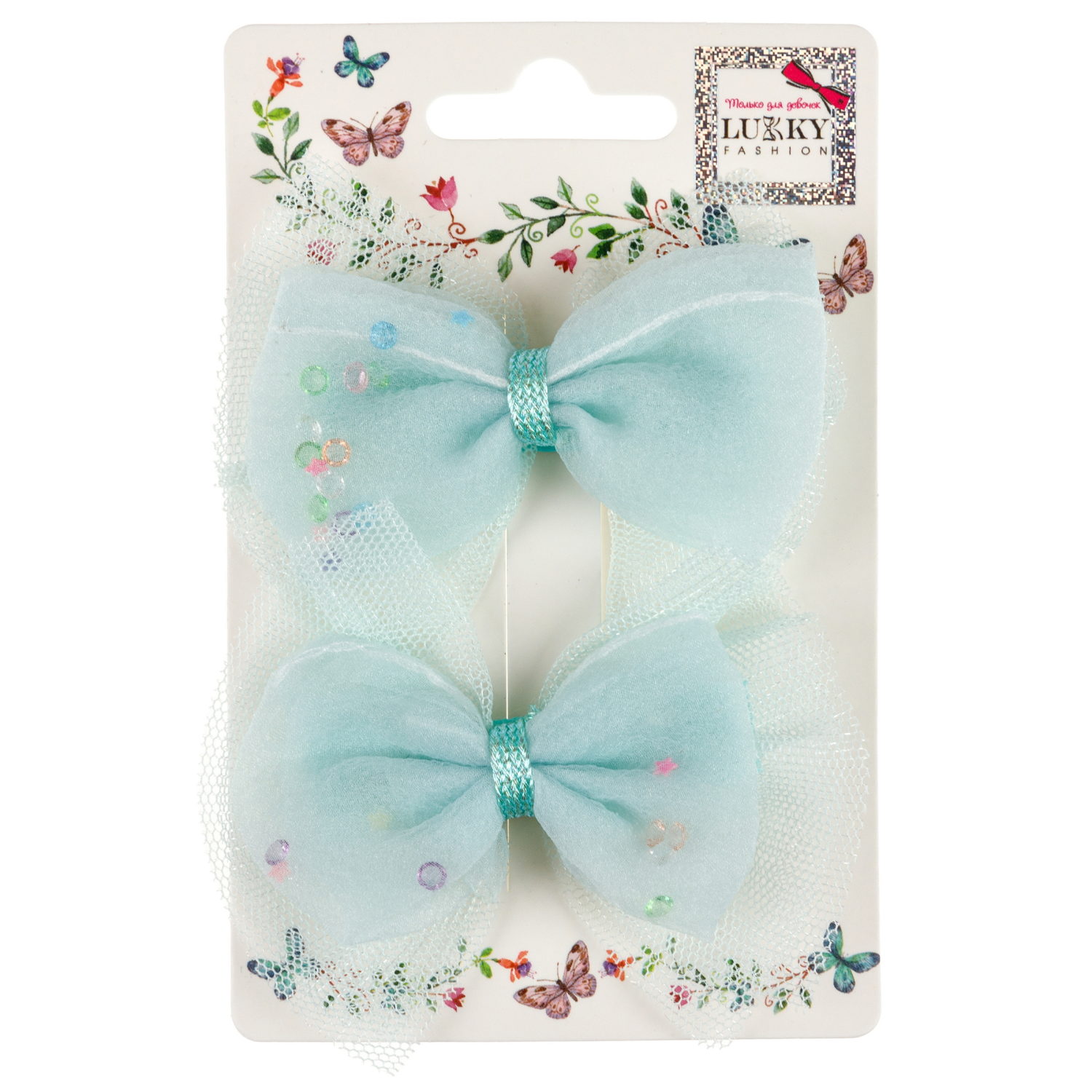 Заколки для волос Lukky Fashion Бантик Шифон и Шёлк, детские, для девочки, зажимы, 3 цвета в ассортименте, набор 2 шт.