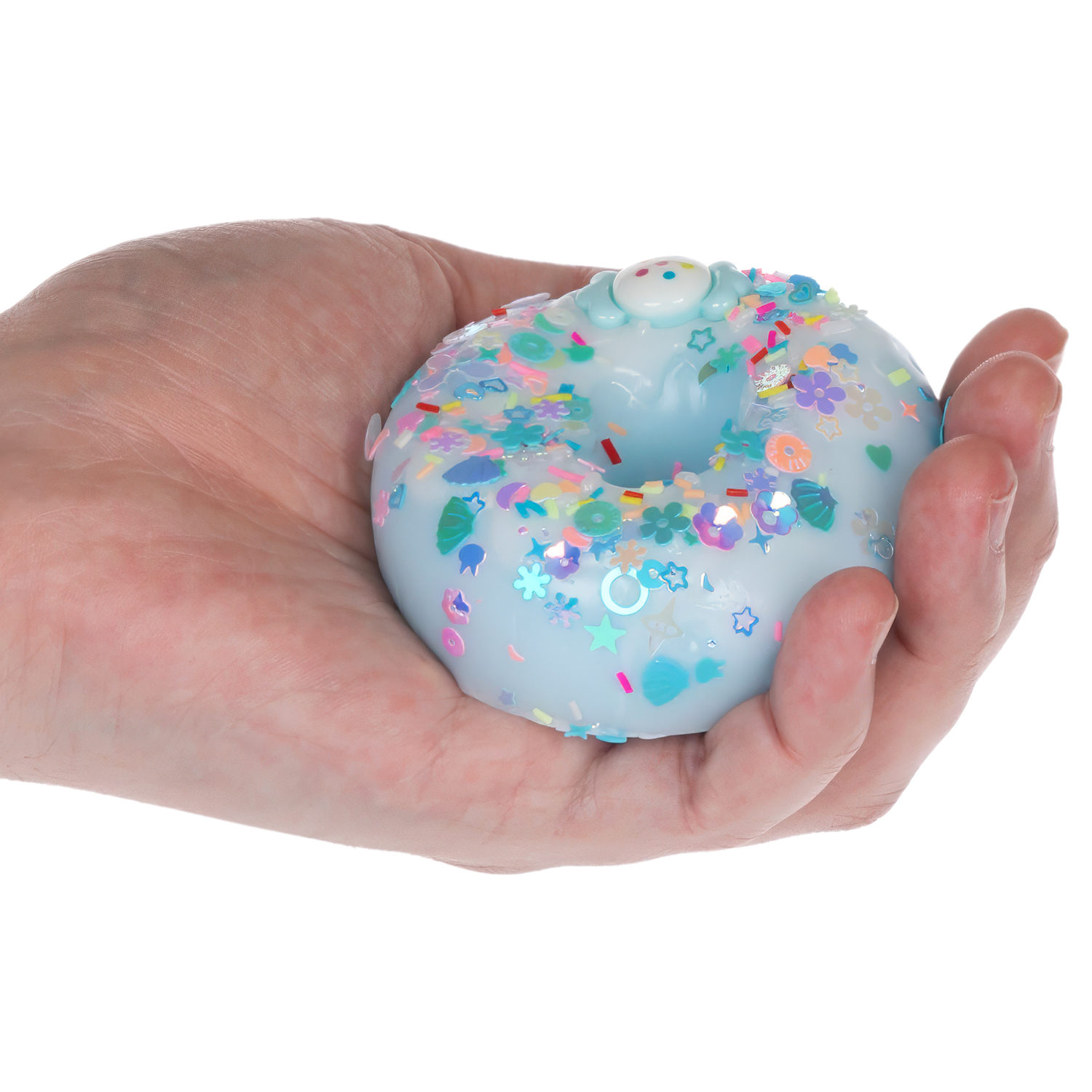 Игрушка-антистресс 1TOY Крутой замес «Няшка-вкусняшка», «Пончик с посыпкой», с колокольчиком, голубой