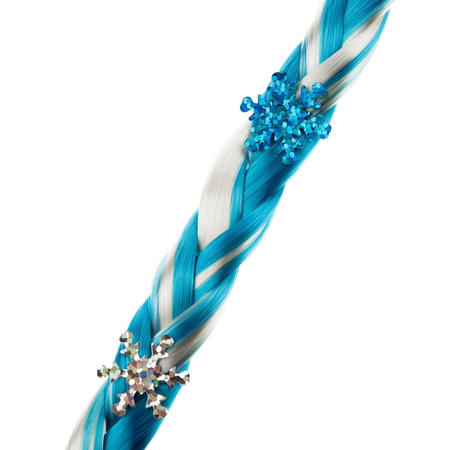 Lukky Fashion накладная коса на заколке с бантом, бело-голубой цвет, 40 см, пакет с подвесом