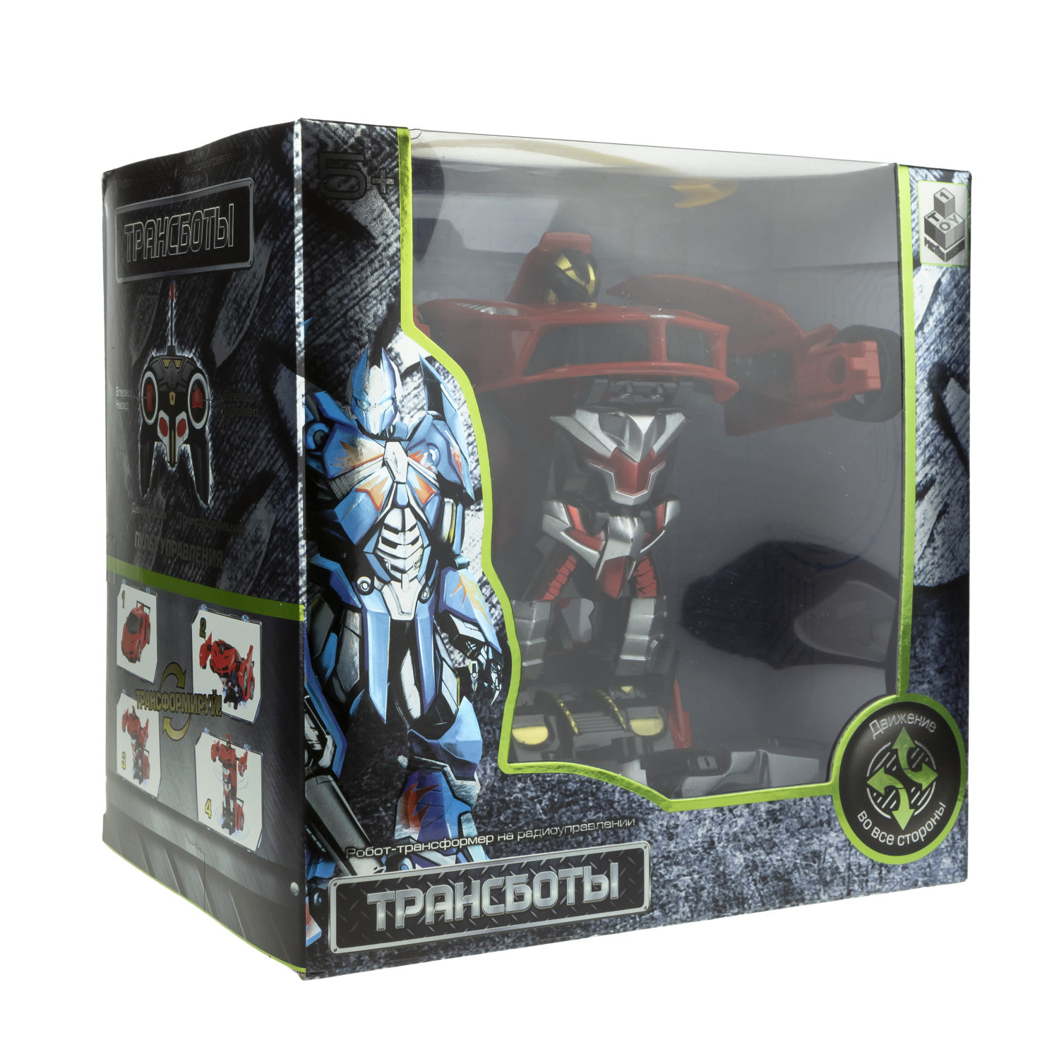 1TOY Трансботы, 1 к18 на р.у. 27МГц, трансформирующийся в легковую машину 20 см, 2 цвета желтый, красный