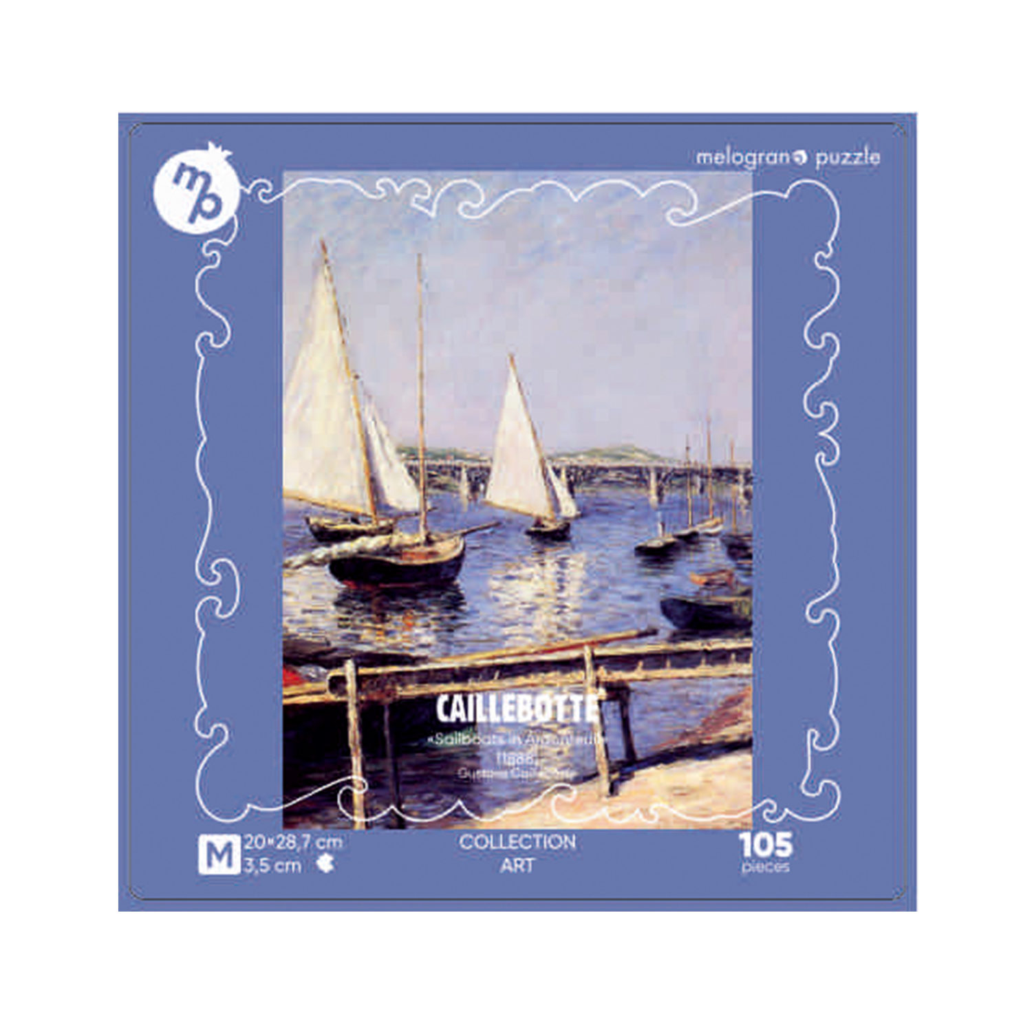 Деревянные пазлы Collection Art Гюстав Кайботт, Парусные яхты в Аржантёе, 105 деталей, 20х28,7 см