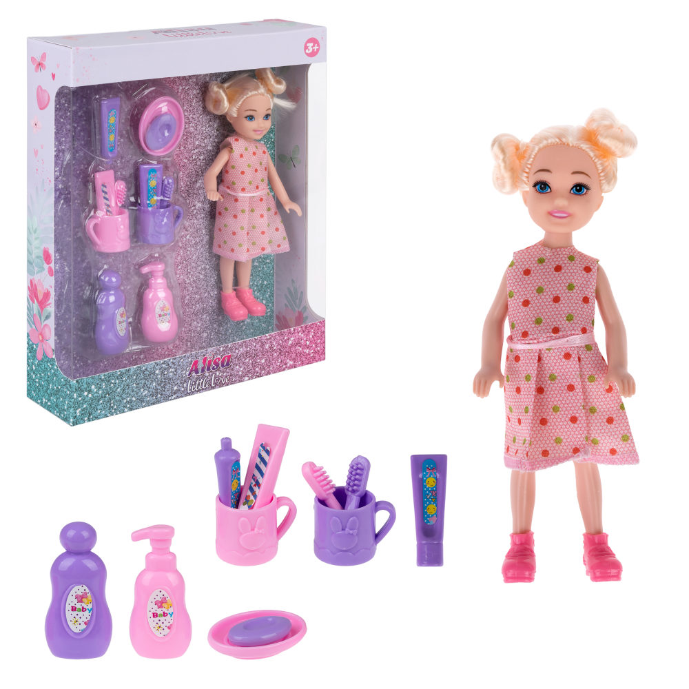 Кукла Alisa Little Love 15,2 см, блондинка, с принадлежностями для умывания