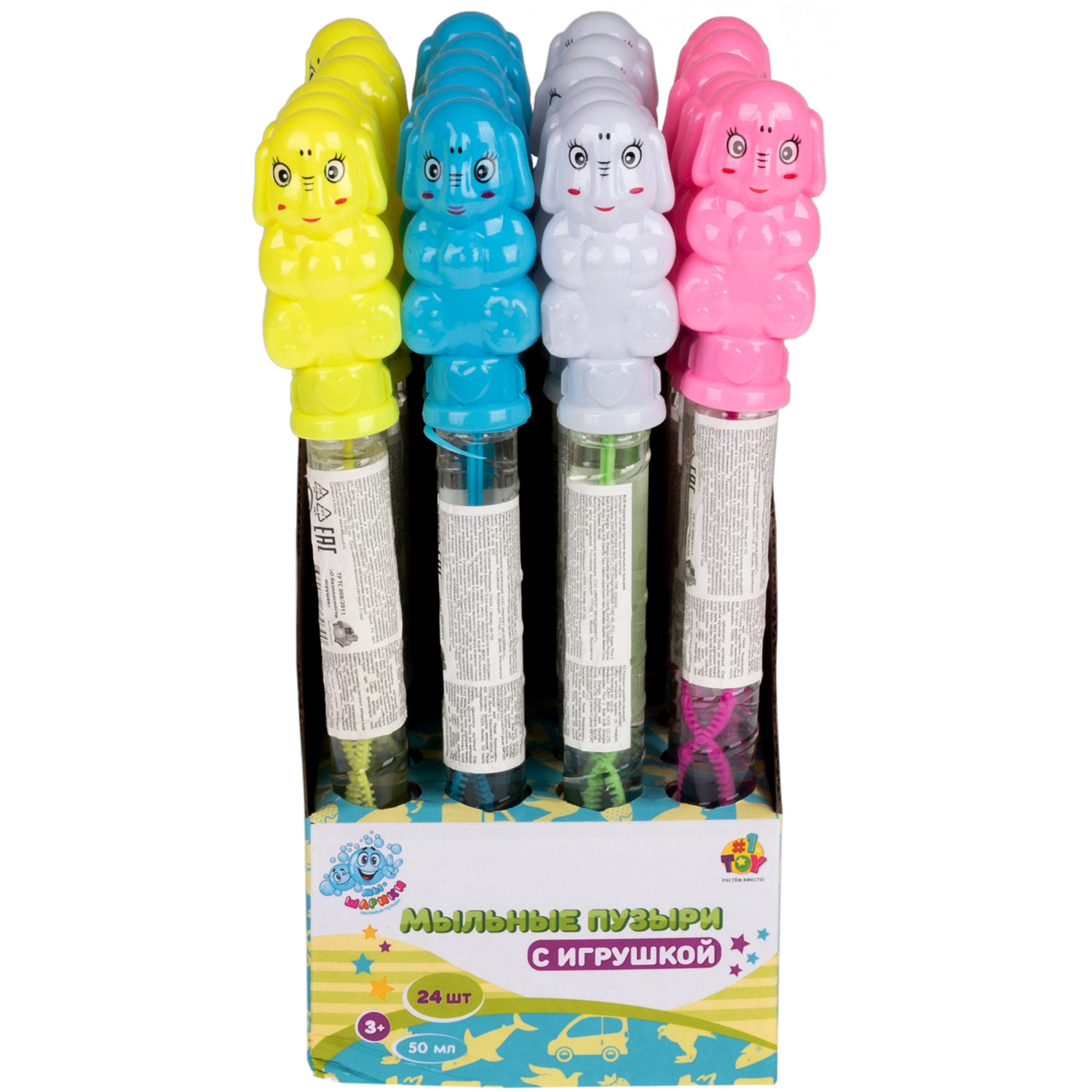 Мыльные пузыри Мы-шарики! 1TOY с игрушкой Слон, 50 мл