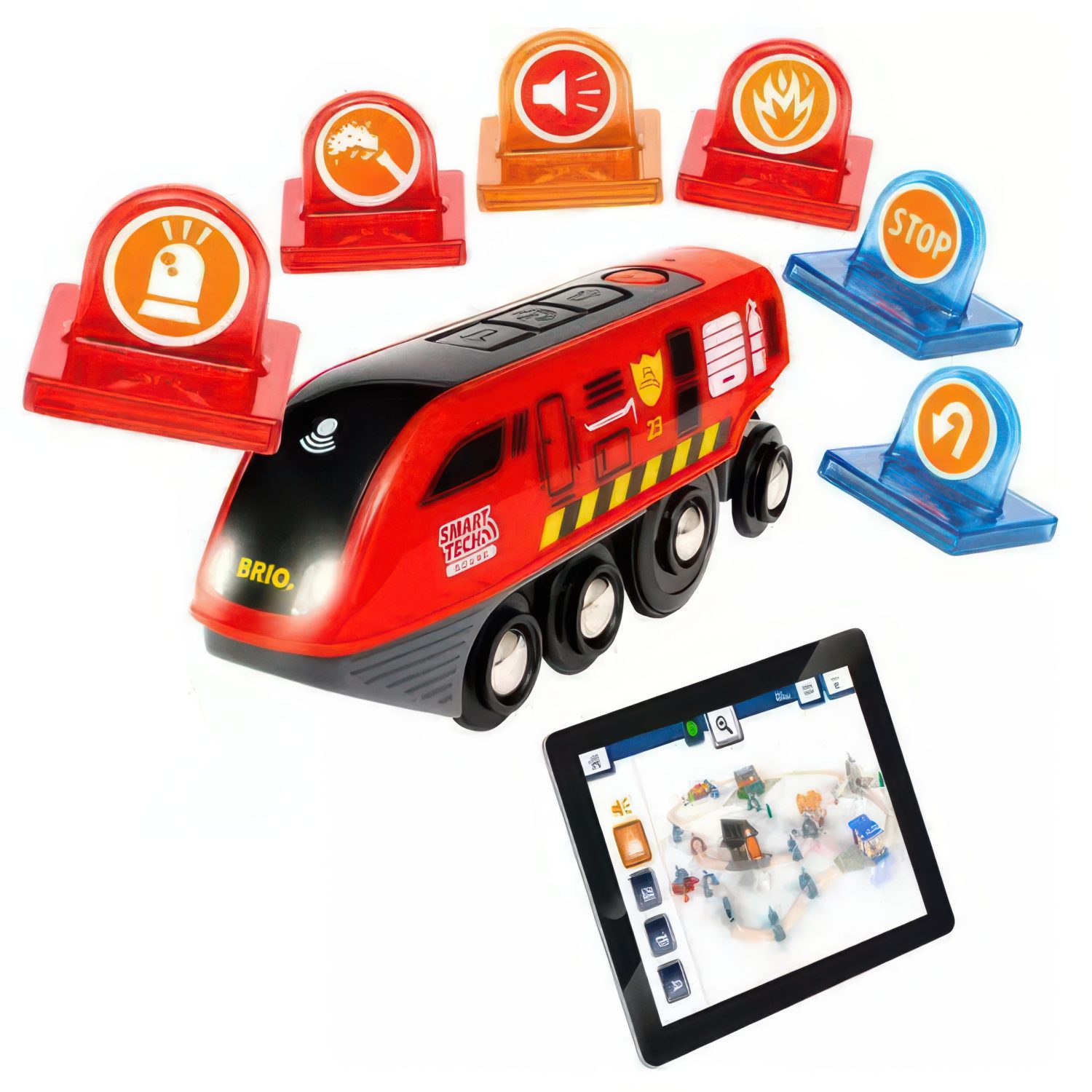 Деревянная железная дорога BRIO "Пожарный спасатель",звук, 41 деталь