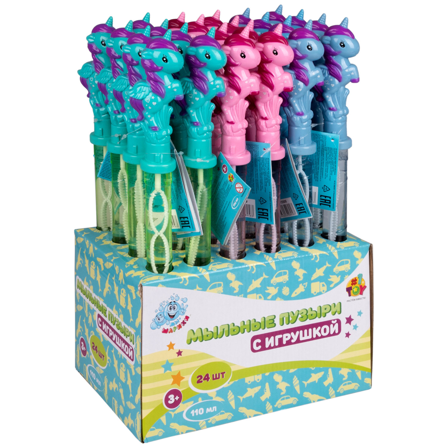 Мыльные пузыри Мы-шарики! 1TOY с игрушкой Единорог, 110 мл
