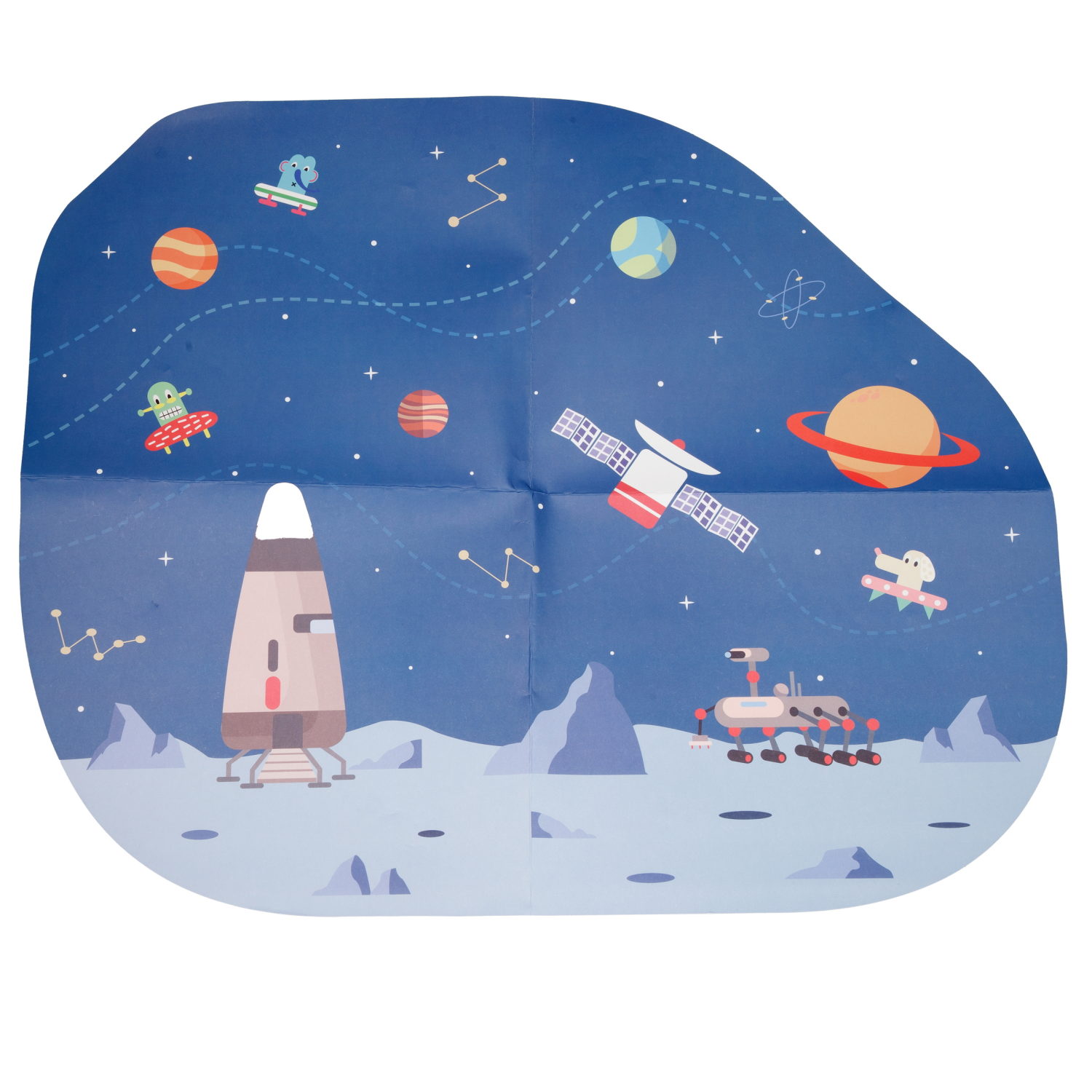 Деревянная железная дорога 1TOY GOODOK "Космопорт" с электропоездом и аксессуарами, 89 деталей