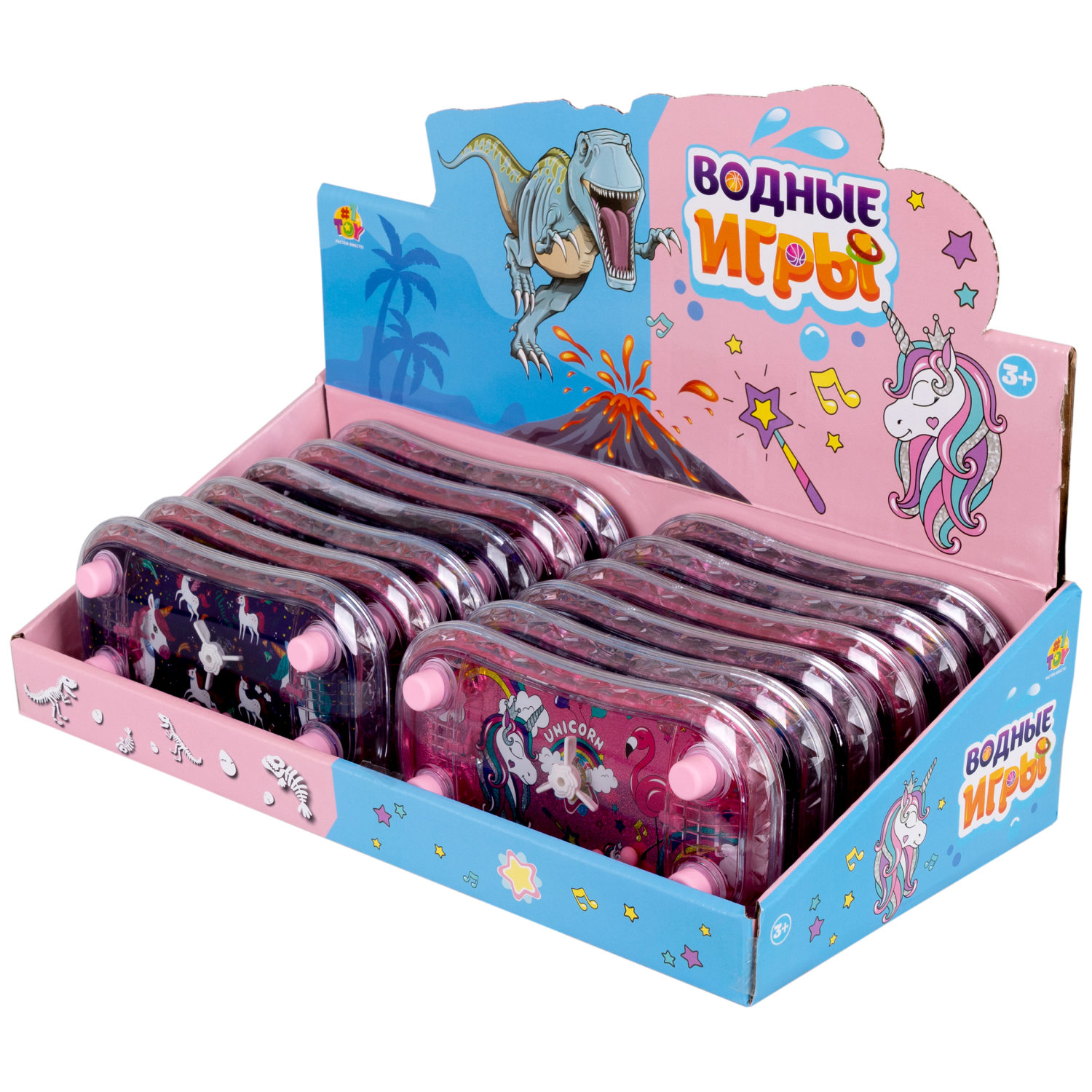 1TOY Игра с водой Забрось мячики  Единороги, 3 вида в ассортименте