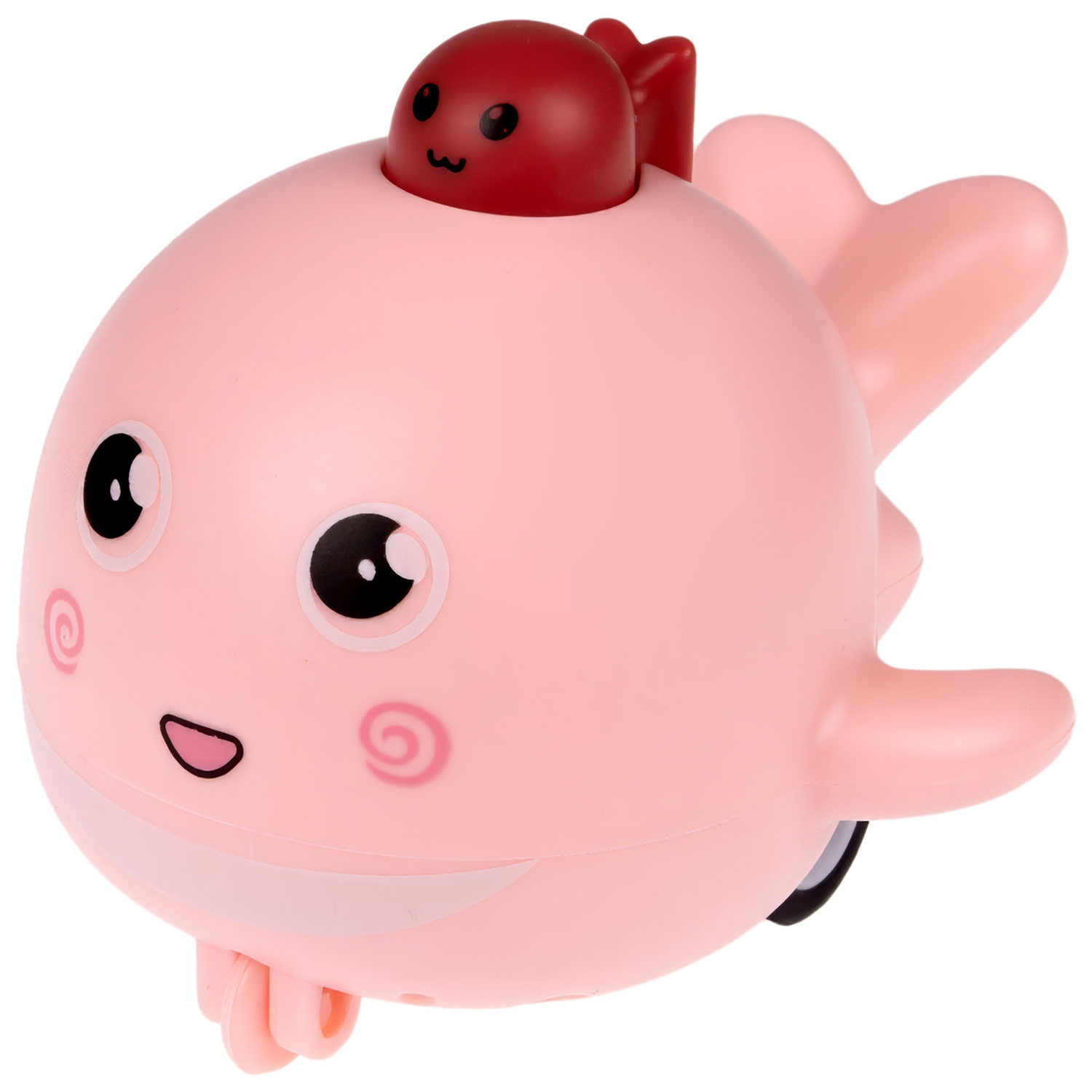 Инерционная игрушка 1TOY Побегушки Кит с детёнышем, розовый