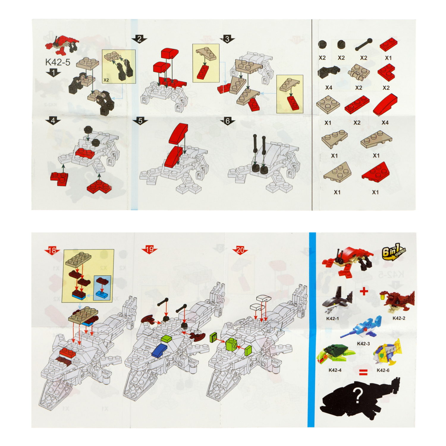 Конструктор 1TOY Blockformers "Океан", 6 видов, из 6 шт. собирается большой кит, 1 шт.