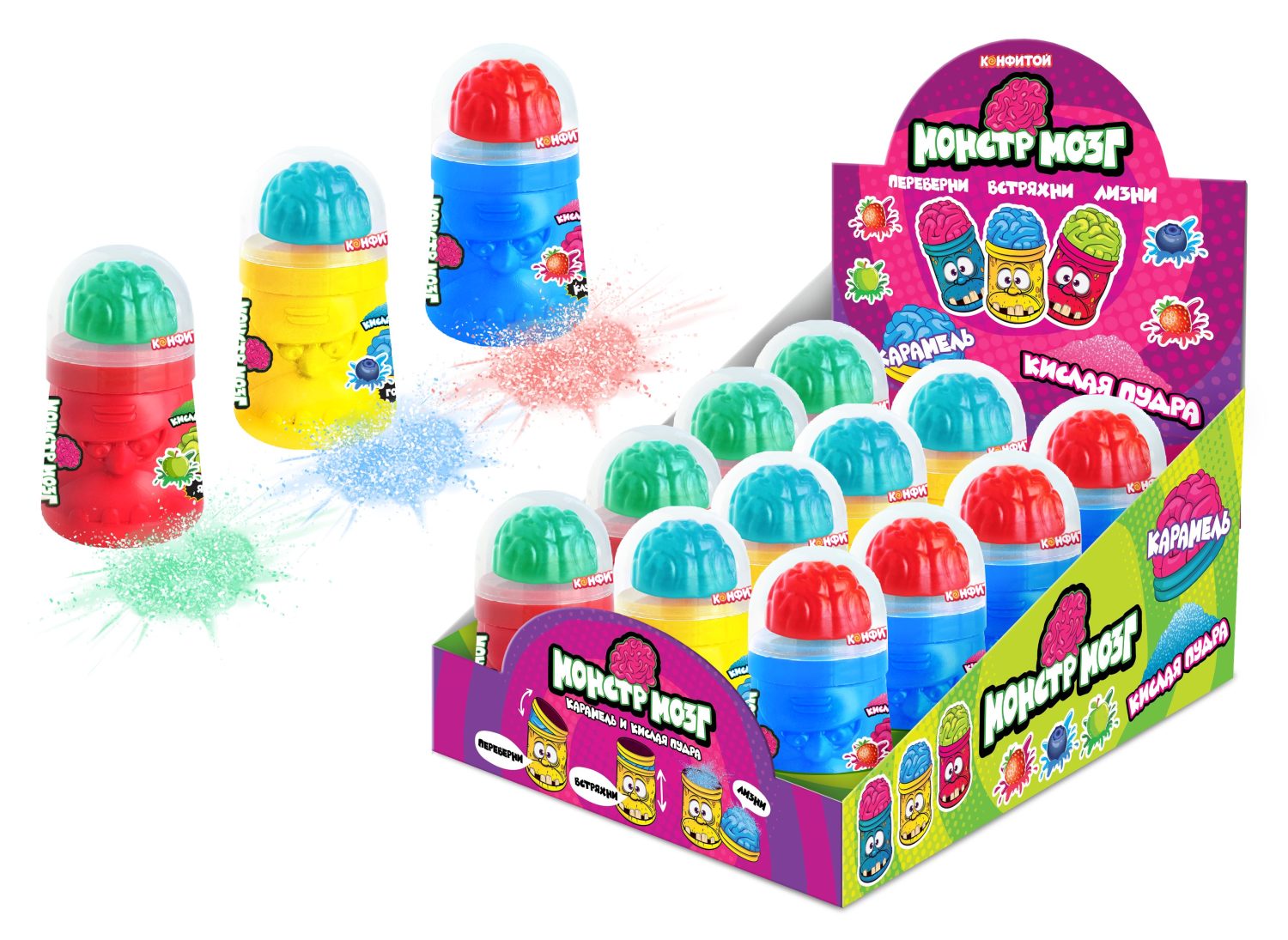 МОНСТР МОЗГ карамель с кислой пудрой, блок 12 шт. (20г х 12 х 12)