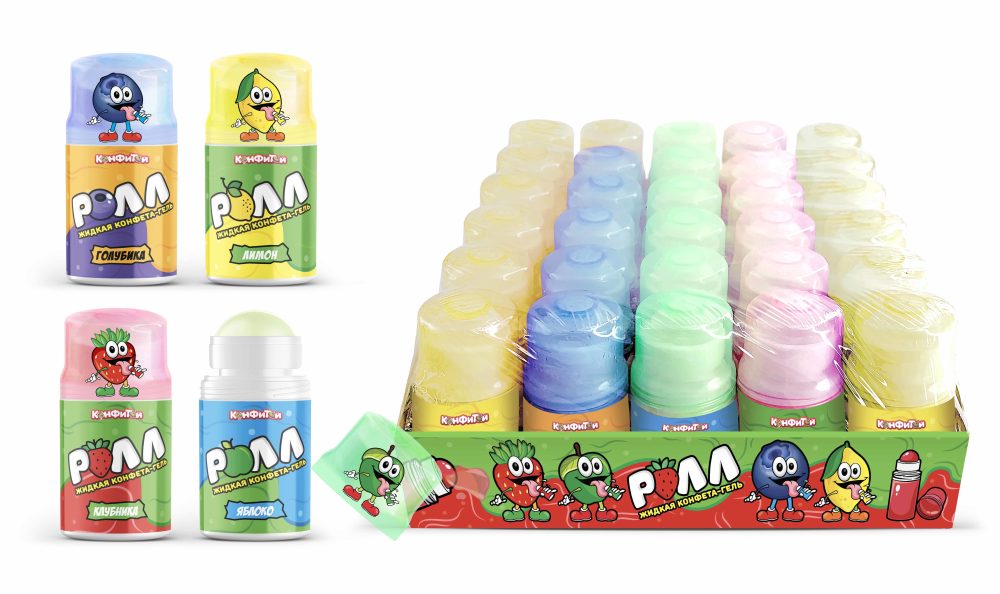 РОЛЛ жидкая конфета-гель, блок 30 шт. (20г х 30 х 20)
