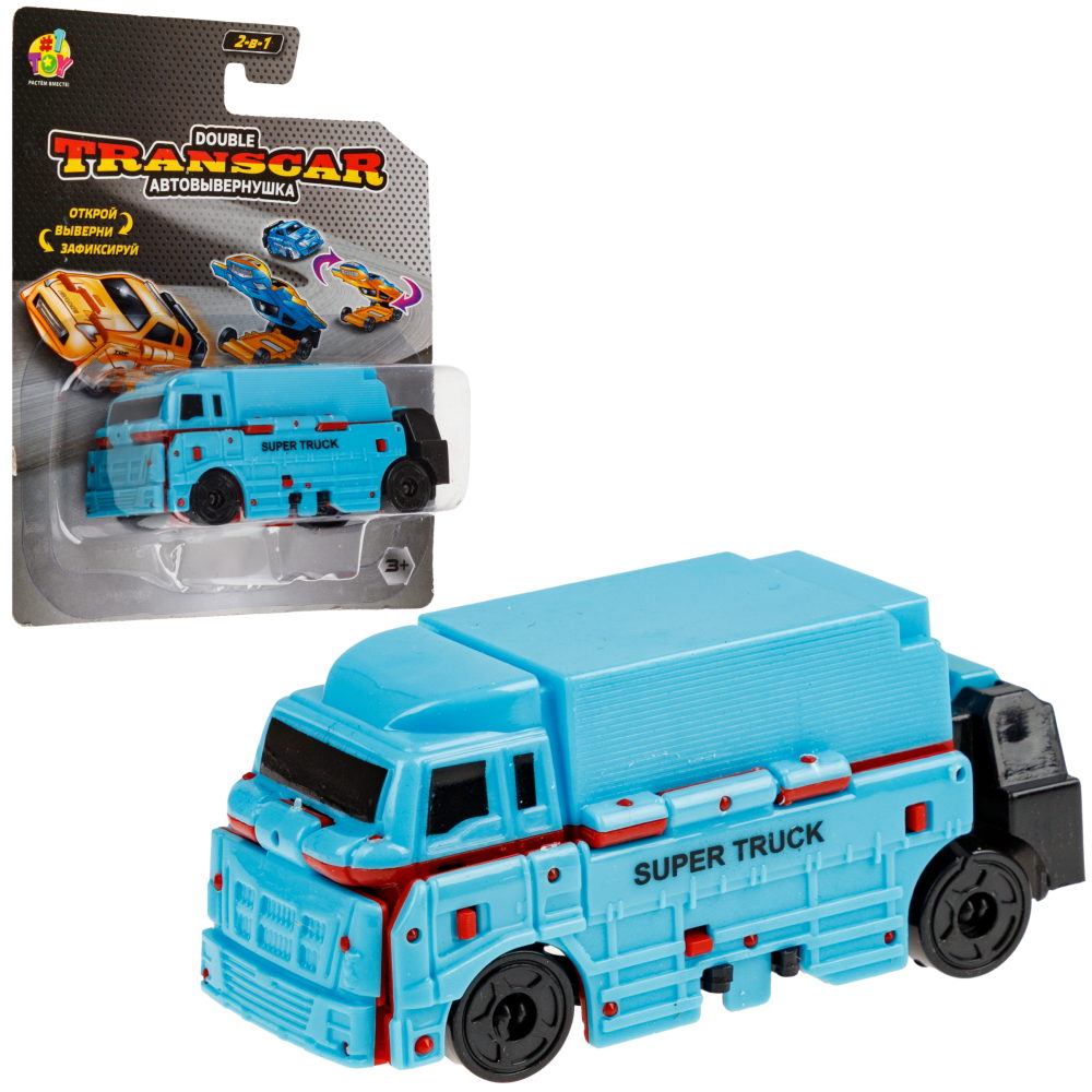 Машинка 2в1 1TOY Transcar Double: Рефрижиратор - Тягач, 8 см
