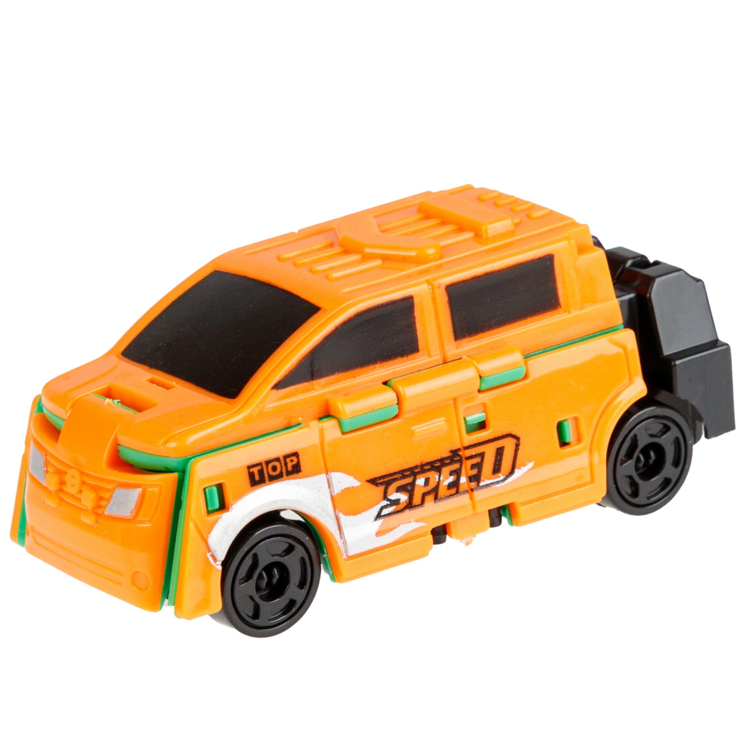 Машинка 2в1 1TOY Transcar Double: хэтчбек, желтый - зеленый, 8 см