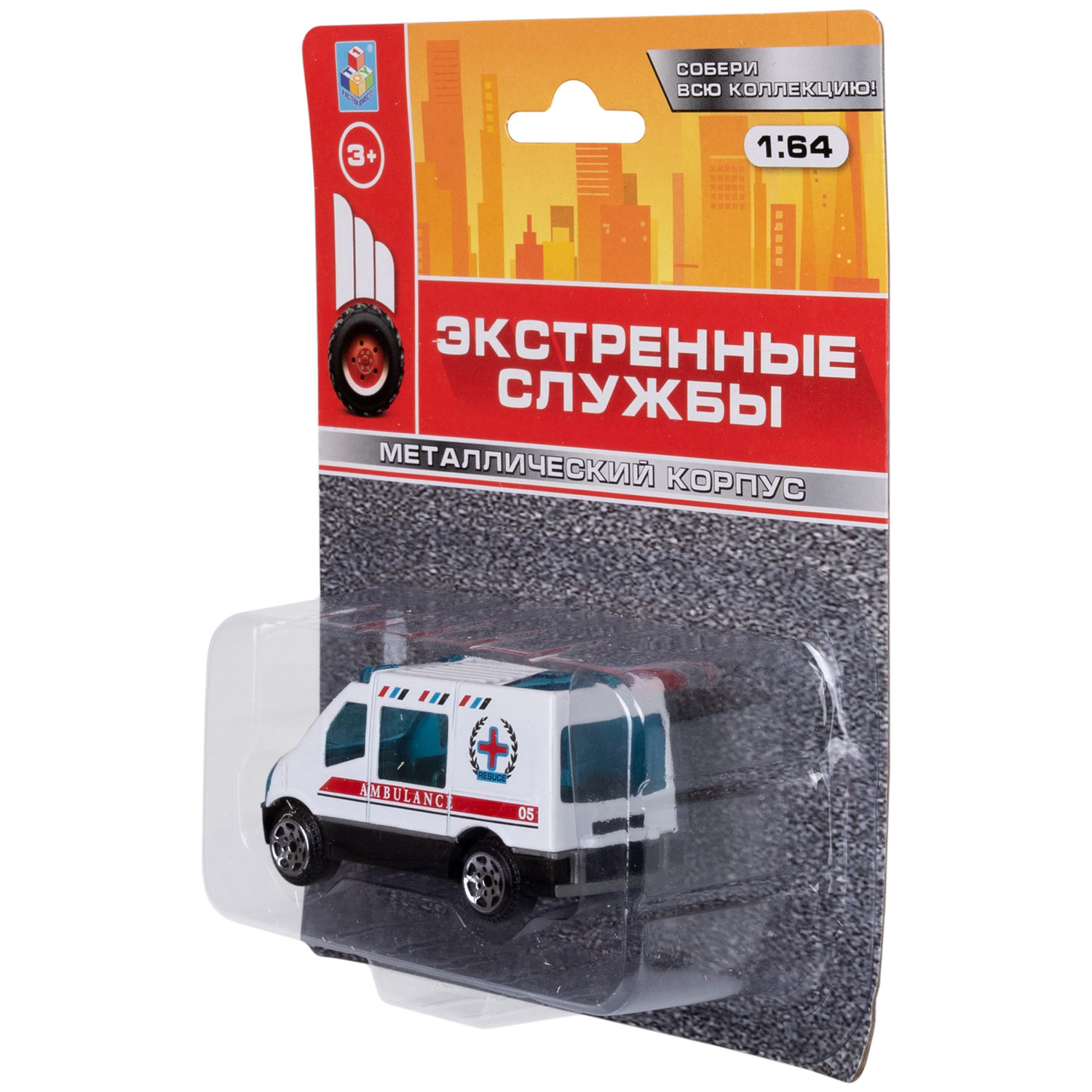 1toy Экстренные службы металлическая машинка 1:64 блистер, в асс. 12 шт.