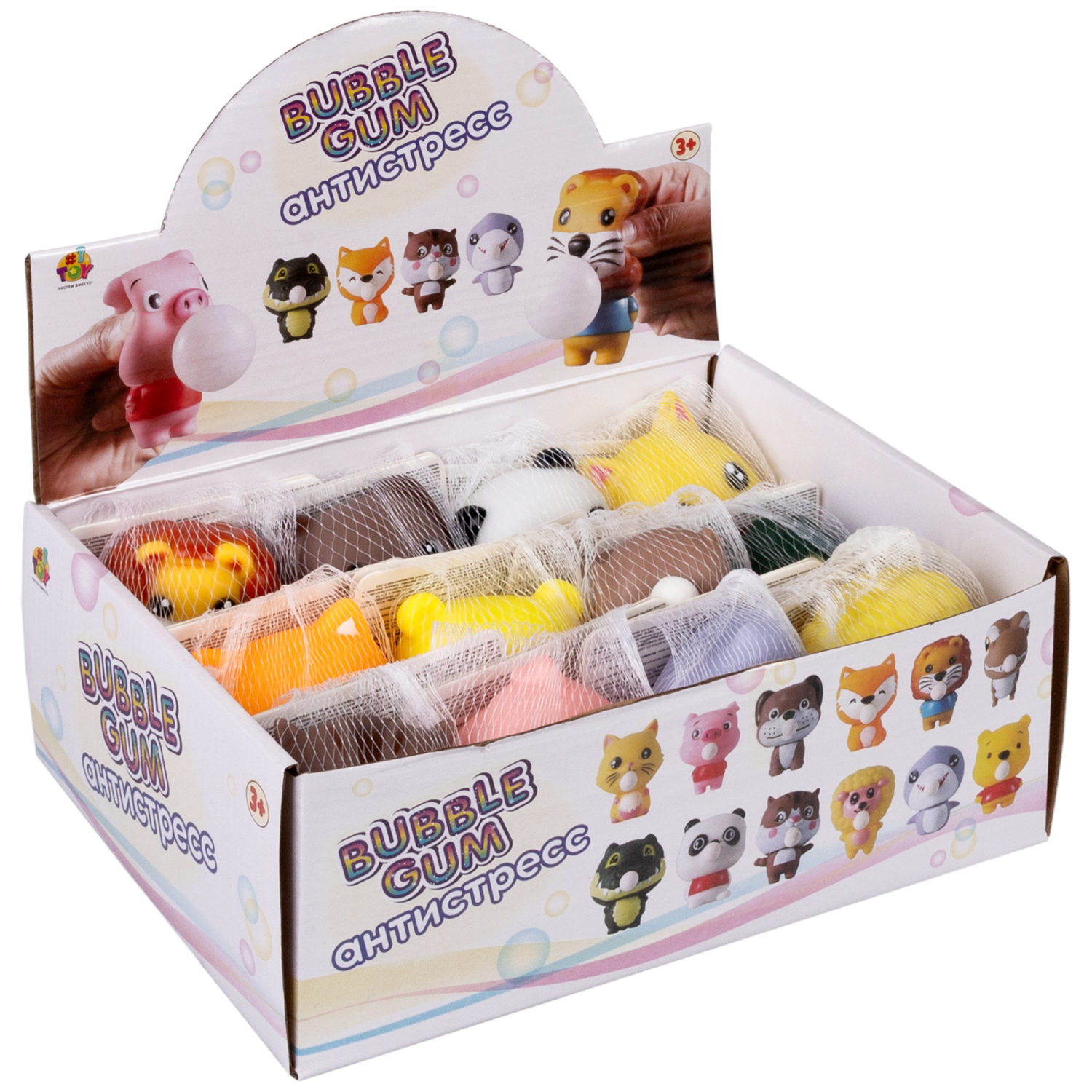 1TOY Bubble Gum-антистресс "Животные" 7,5х6х6 см, 12 видов в ассортименте