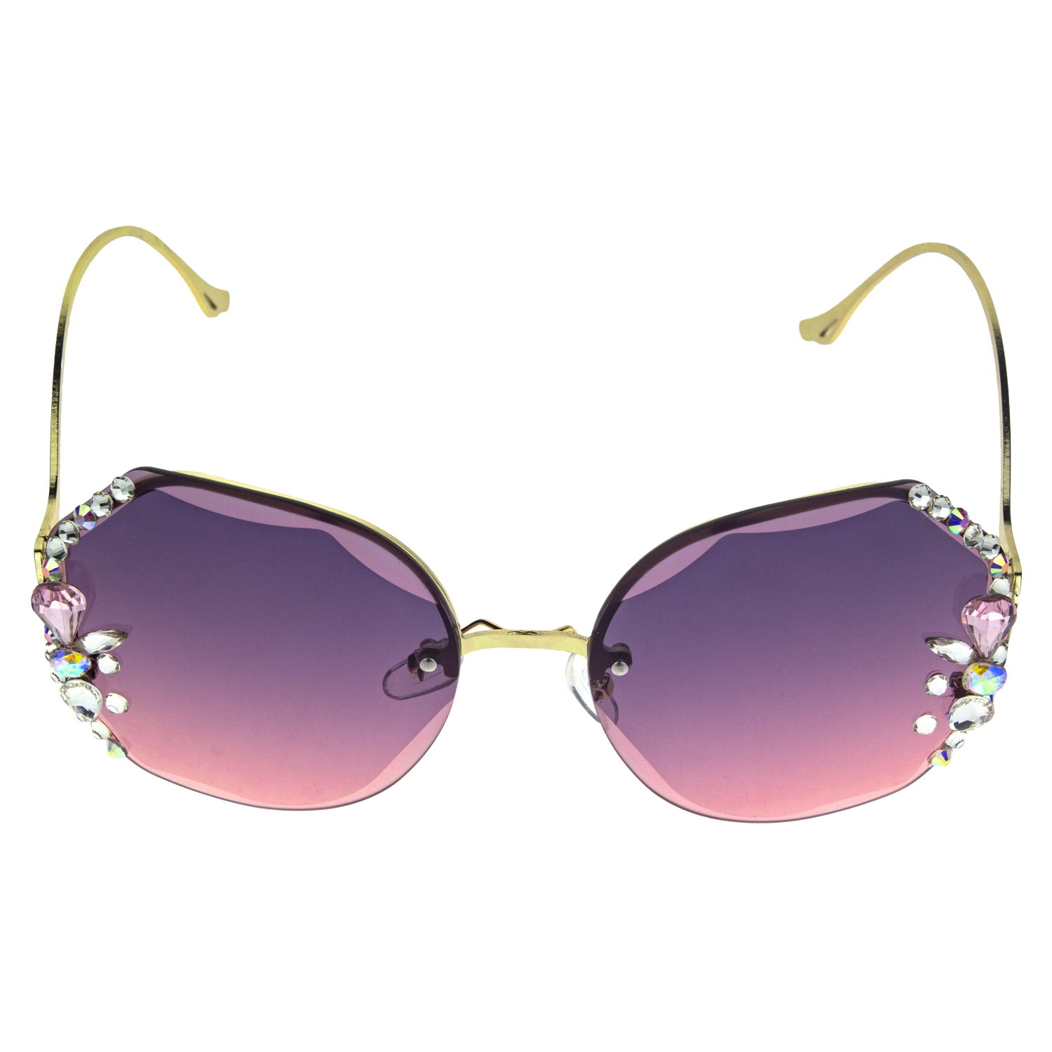 Солнцезащитные очки Lukky Fashion со стразами, фиолетово-розовый