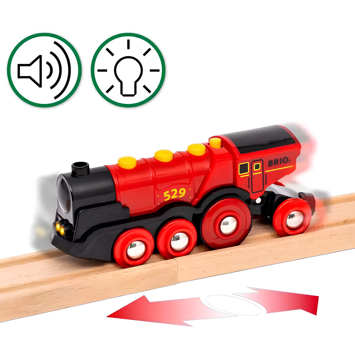 Деревянная железная дорога с электропоездом BRIO «Красный фермерский поезд», со светом и звуком, 24 элемента