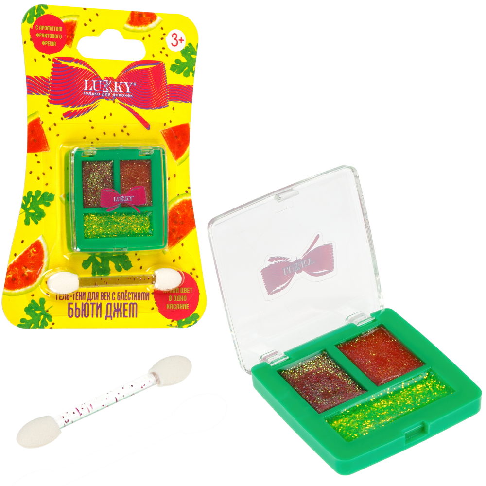 Lukky Бьюти Джем,гель-тени д.век с блёстками,тропический коктейль,2,5 гр,блистер 1