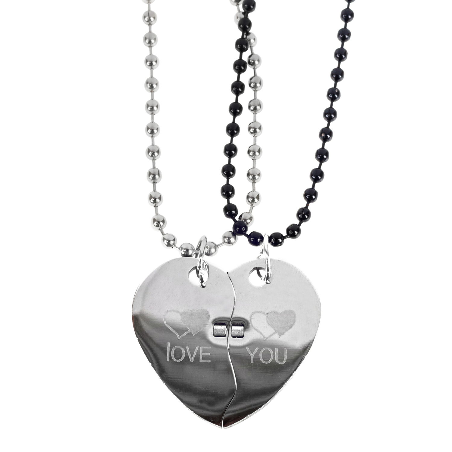 Парные цепочки Lukky Fashion Сердце пополам с подвесками "Love You" 