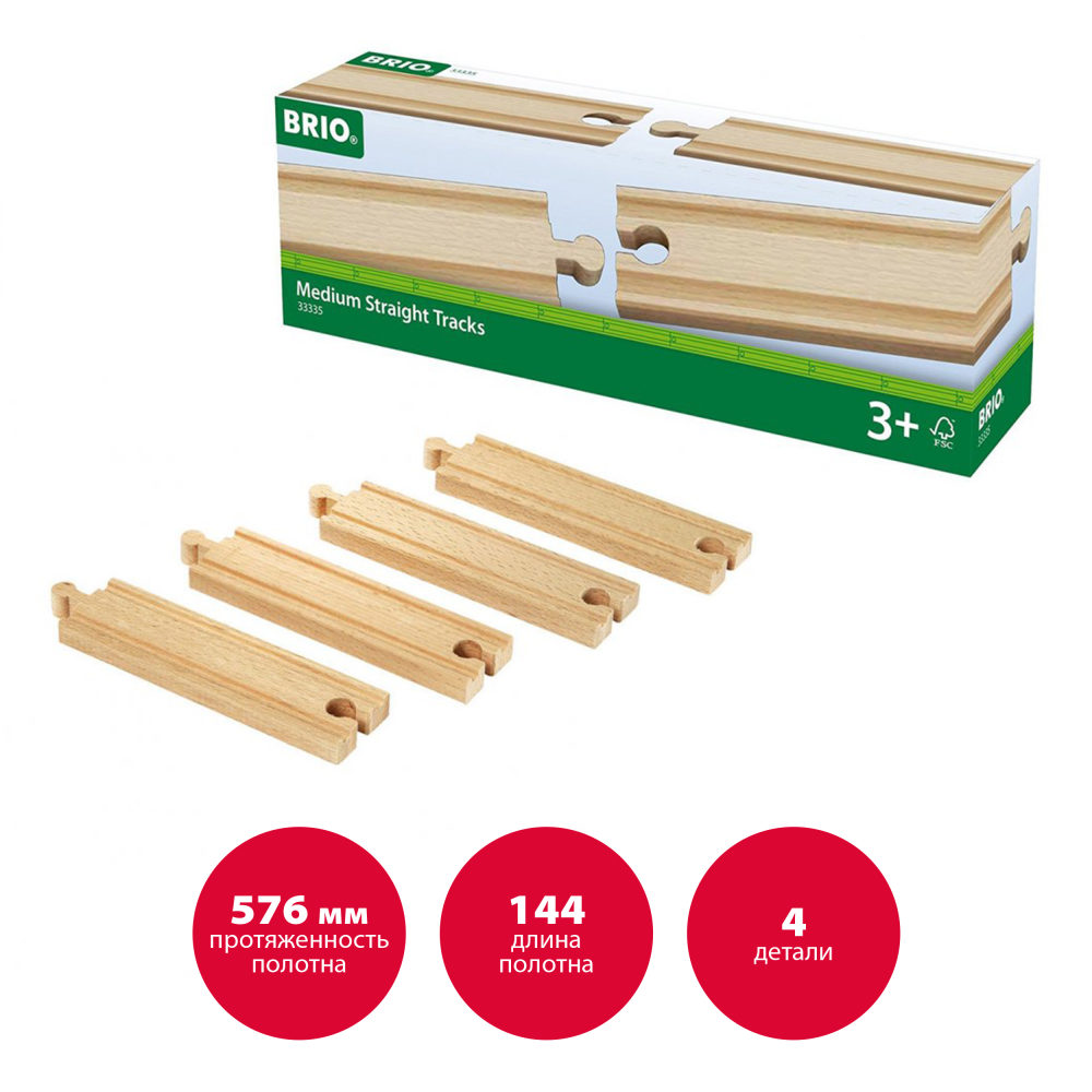 Рельсы BRIO для поезда и деревянной железной дороги , 4 шт.